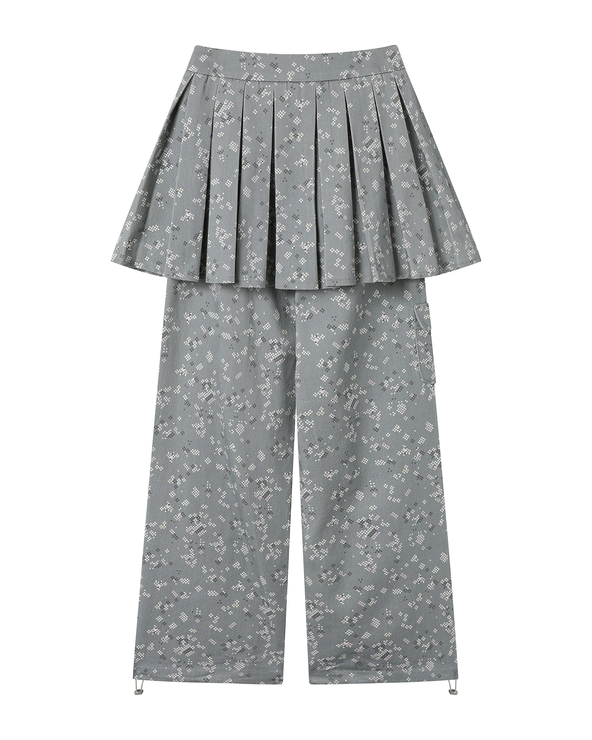 HAVEAMEAL Pixel Layered Detachable Skort Straight-Leg Pants