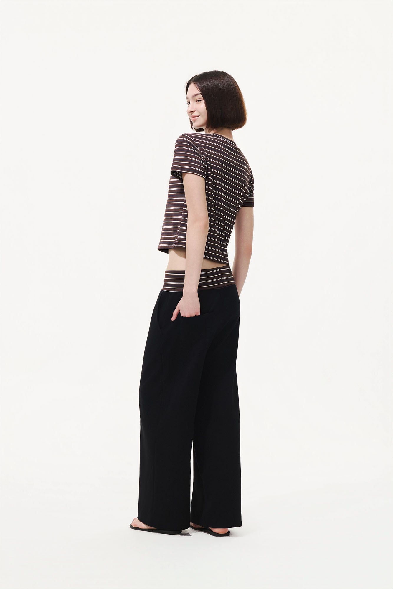 ARTIFICIAL WORLD Striped-Waistband Wide-Leg Sweatpants
