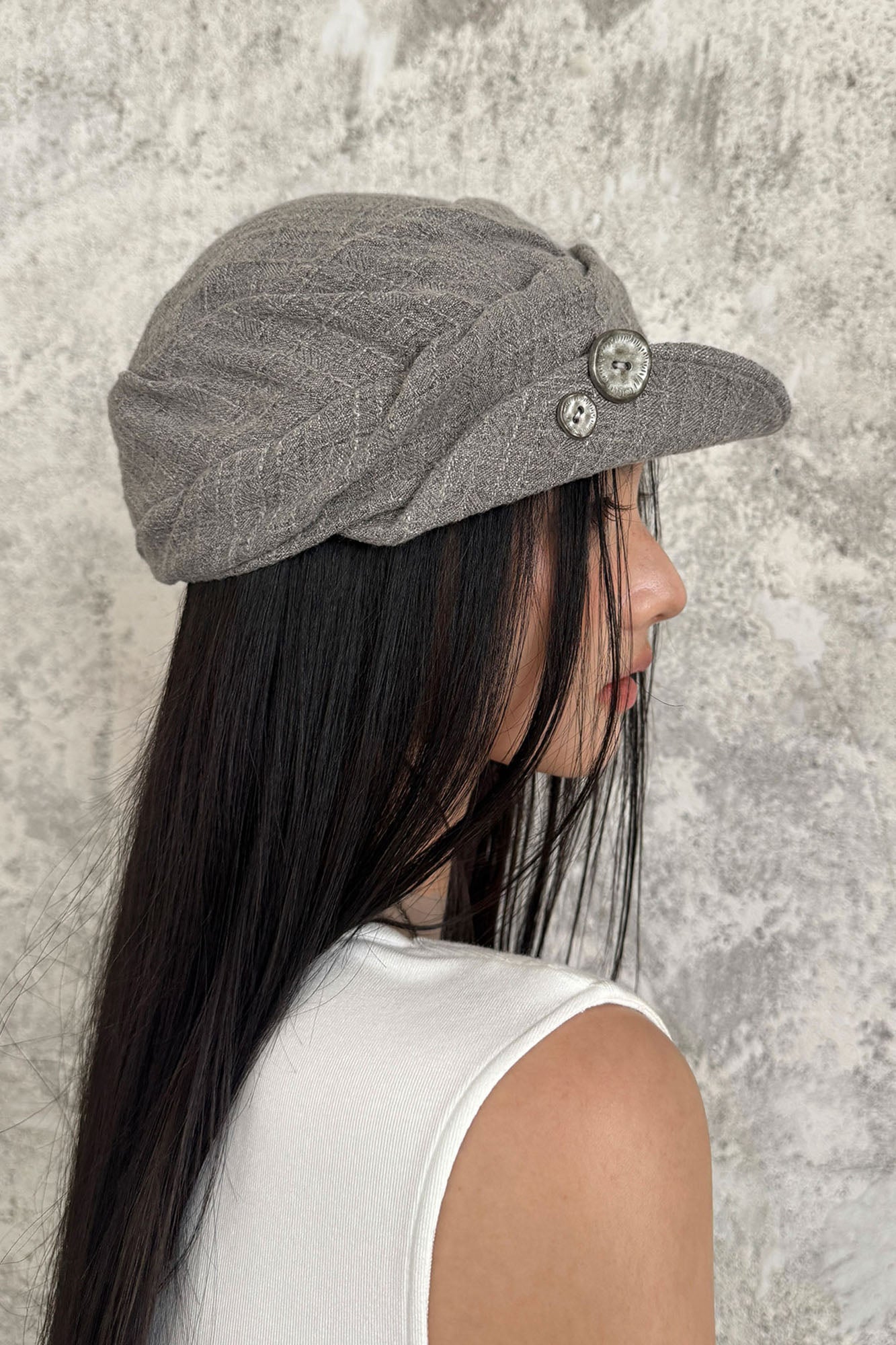 RIDK Folded-Hem Textured Newsboy Cap