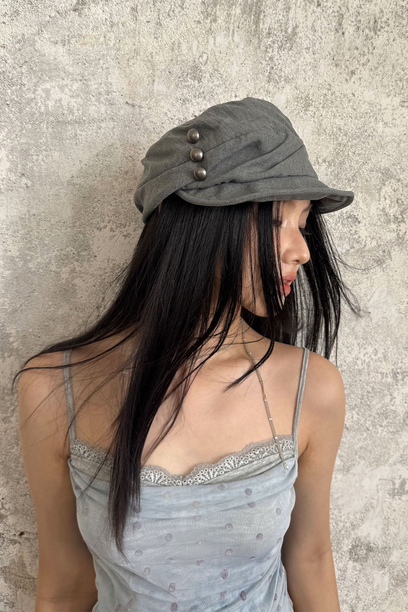 RIDK Crinkled Metallic-Buckle Retro Newsboy Beret