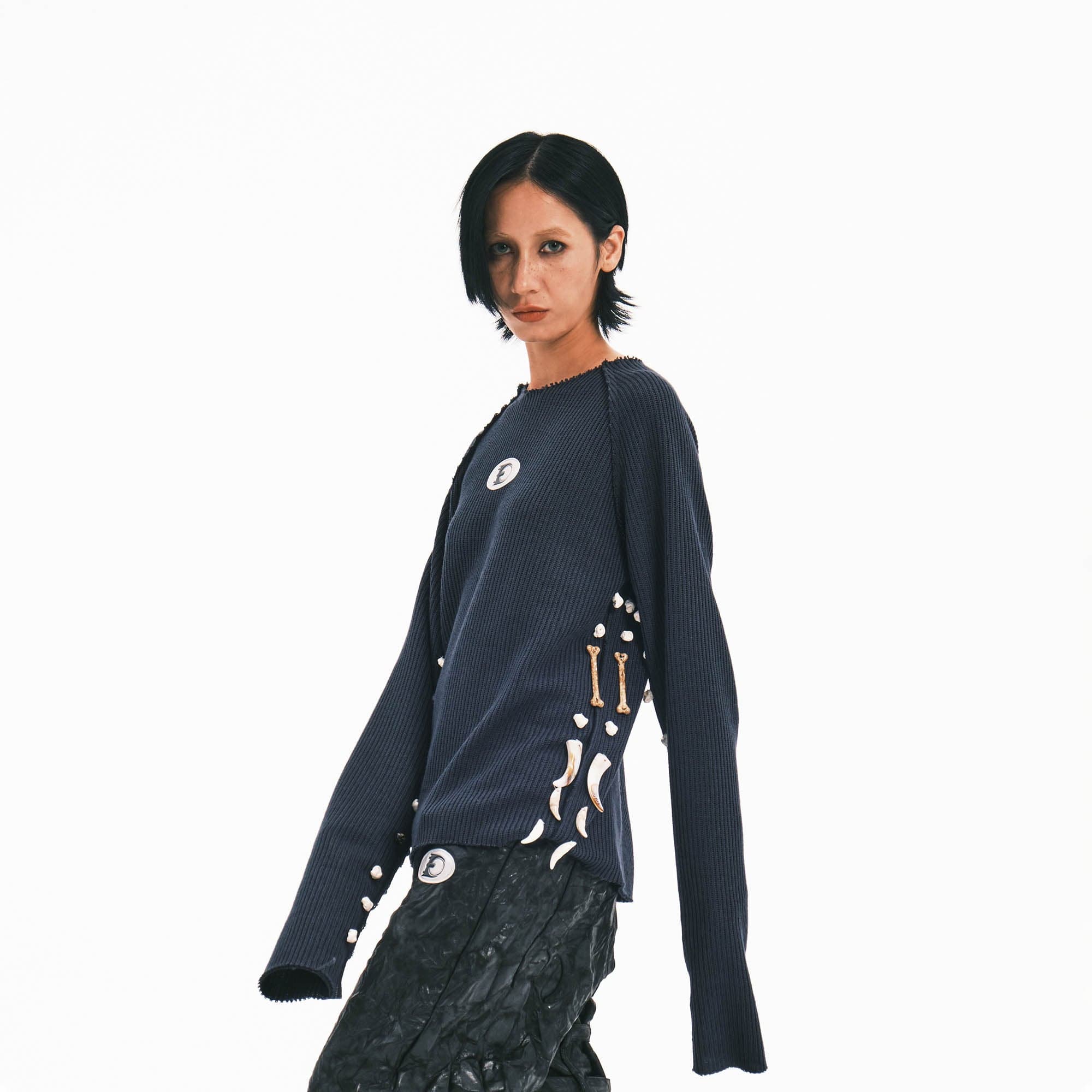 EMBRYO Armpit Bone Knitted Long-Sleeve T-Shirt, premium urban and streetwear designers apparel on PROJECTISR.com, EMBRYO