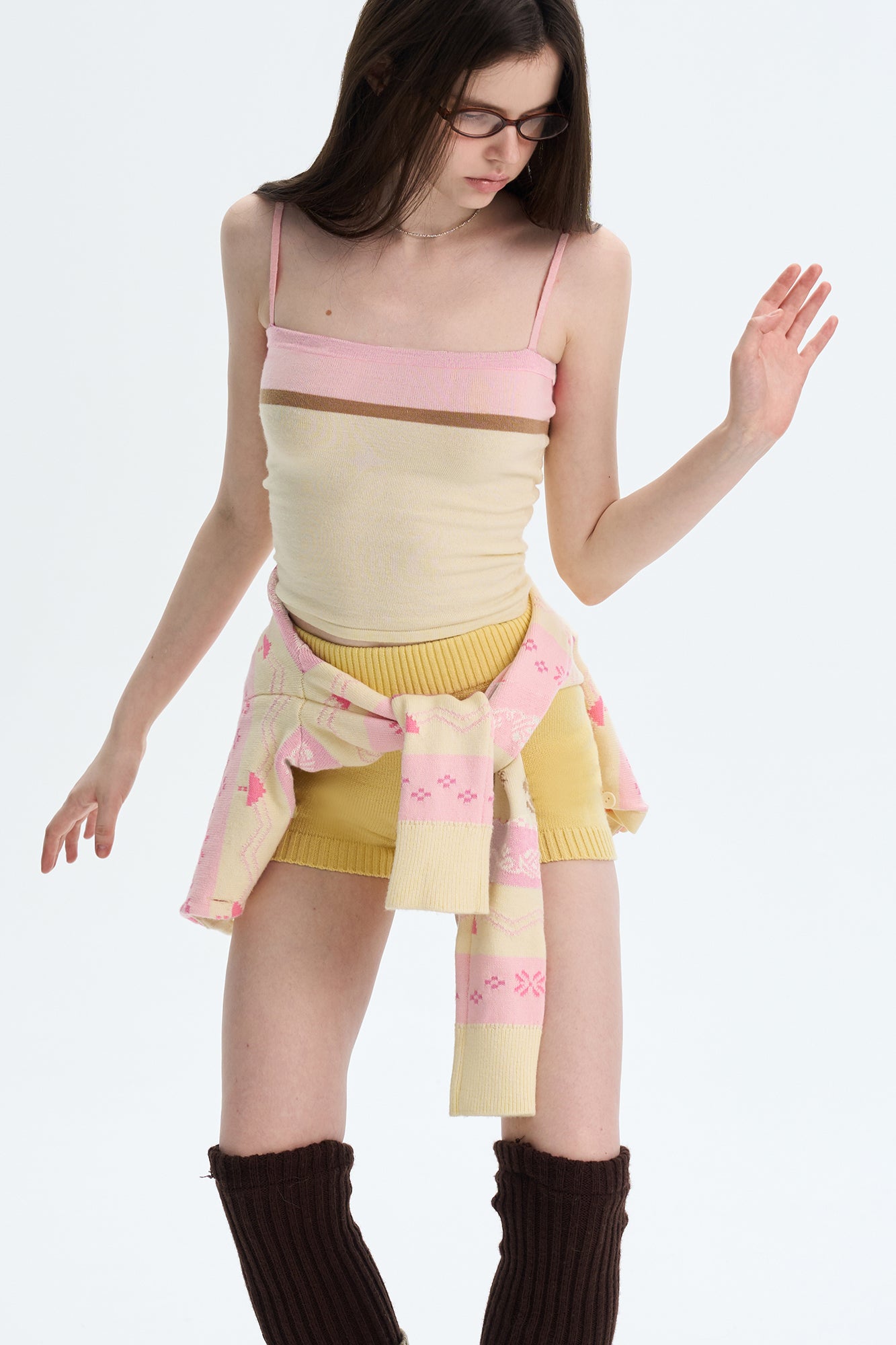 THE NEVERMORE Fair Isle Gingerbread Cropped Cardigan