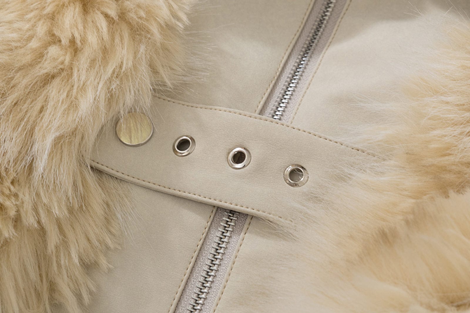 AE30 SAINT Faux Fur Trim PU Moto Jacket