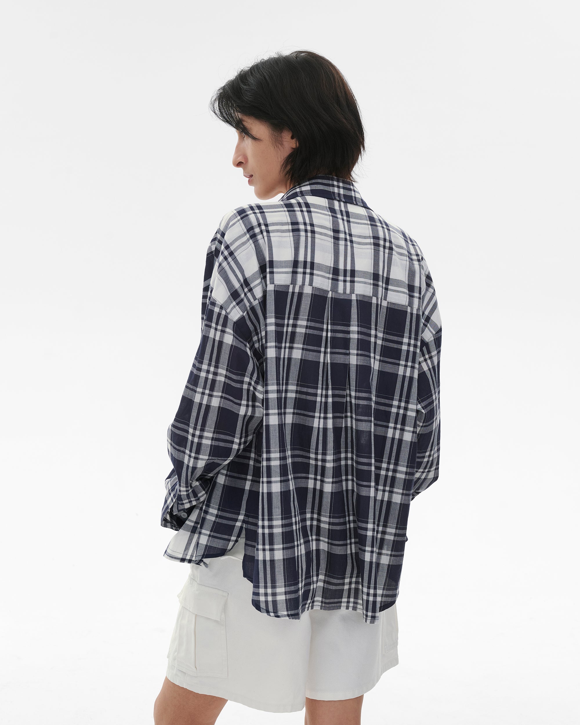 COMMAND N Spliced Plaid Relaxed Shirt