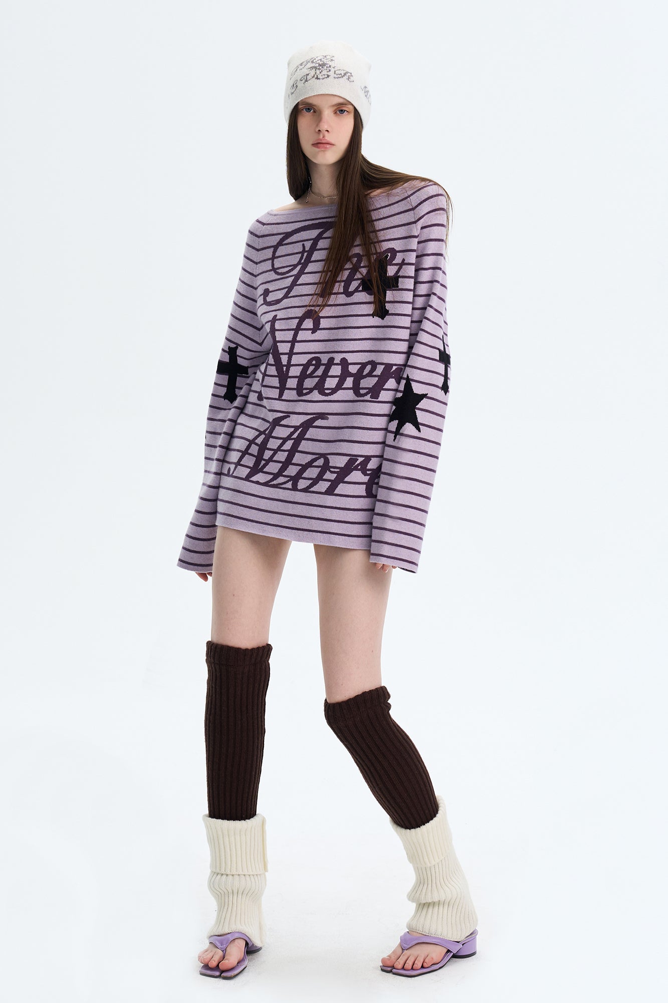 THE NEVERMORE Reversible Striped Cross-Star Knit Pullover