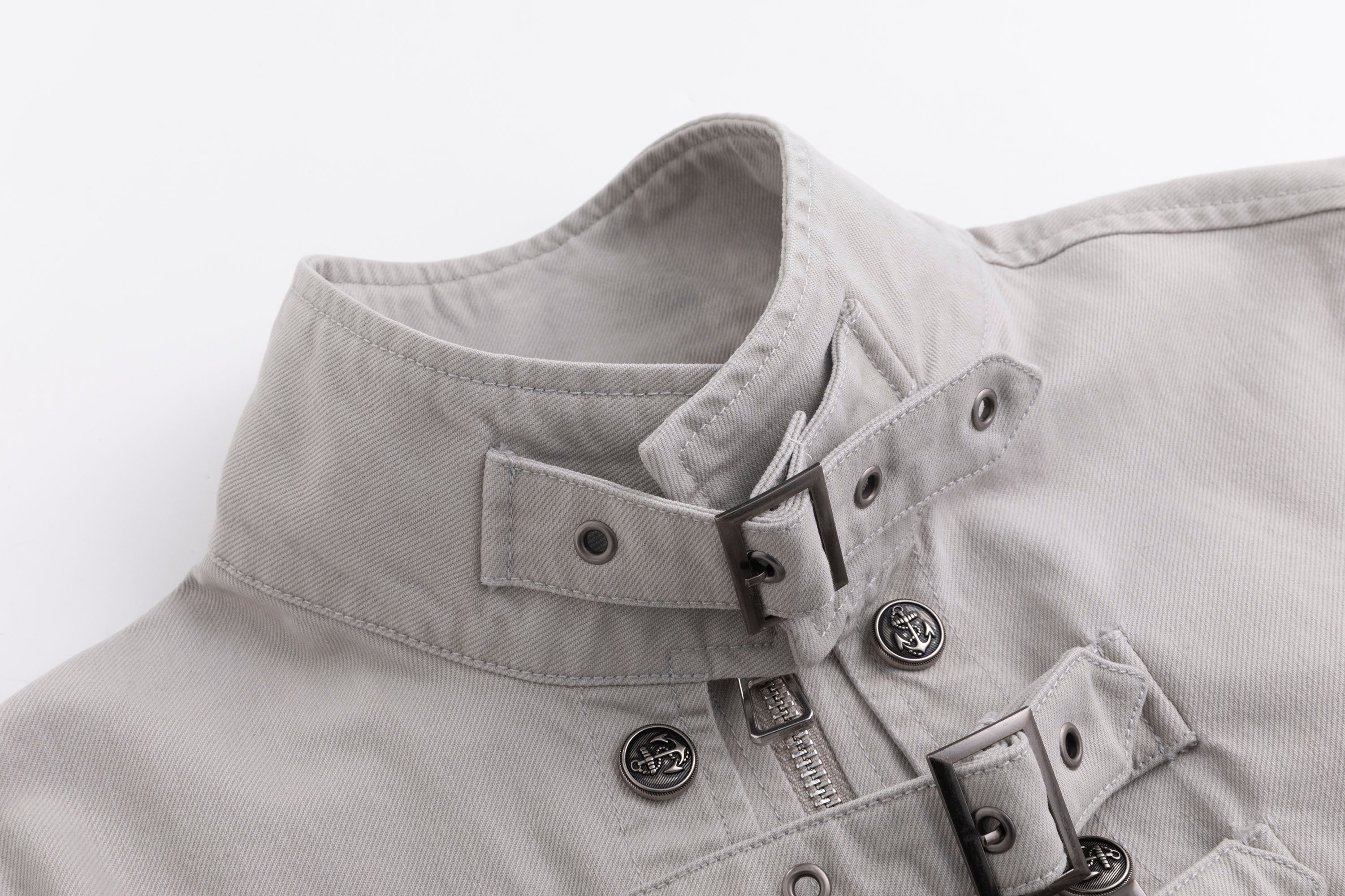 CESTNOUS Detachable Buckle-Strap Lace-Up Back Jacket