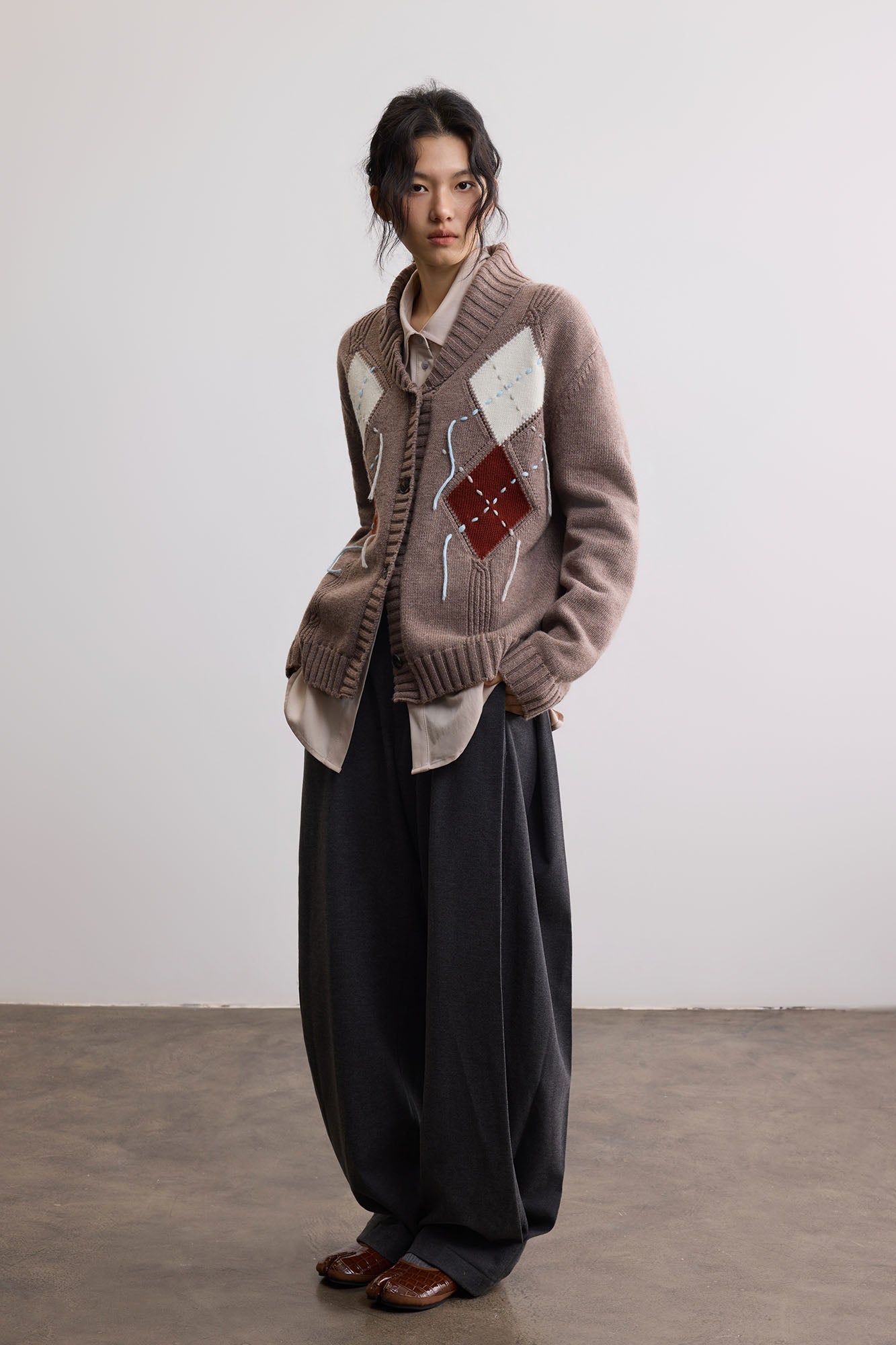 SAME FLOW Classic Pleated Wide-Leg Drape Trousers