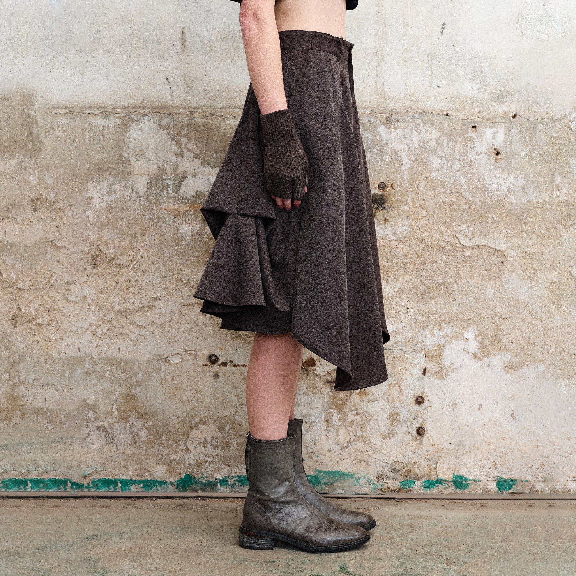 ILNya Nieternite Nifutur Layered Asymmetrical Skort Brown