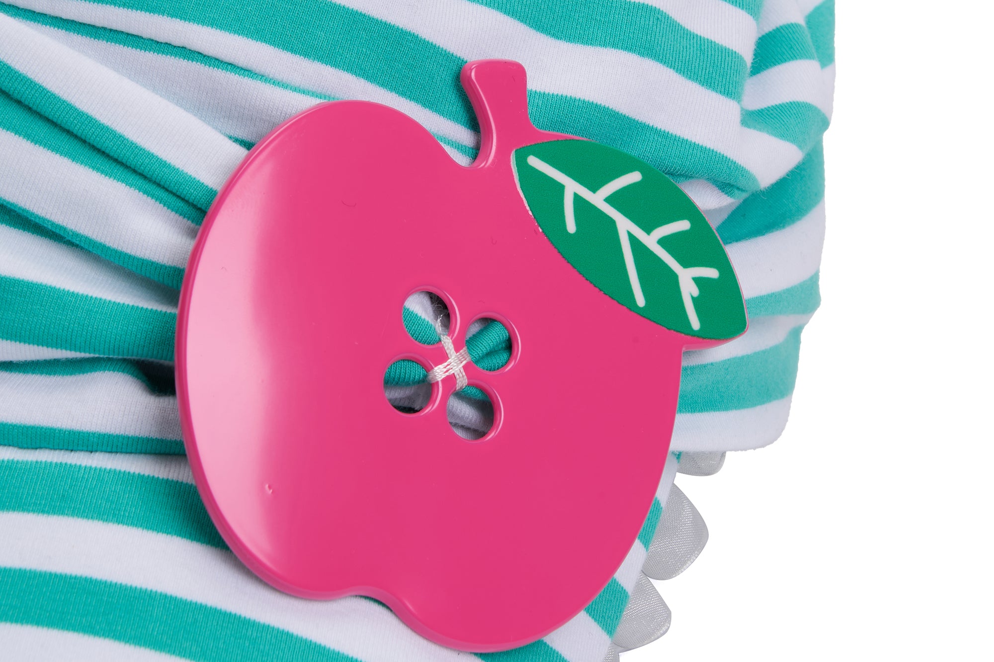 SANB Striped Ruffle Trim Apple Detail Cap