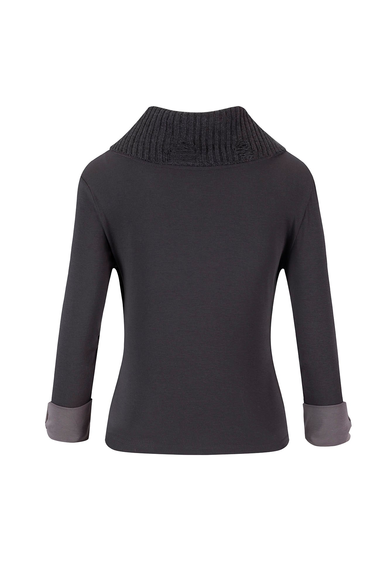 CESTNOUS Ribbed Cowl-Neck Long-Sleeve Tee