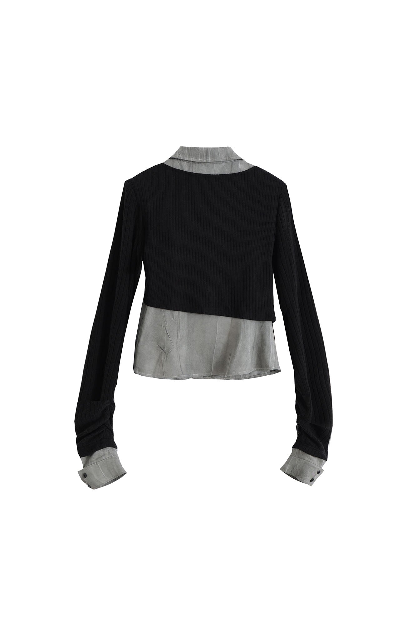 CESTNOUS Faux Layered Knit Panel Shirt