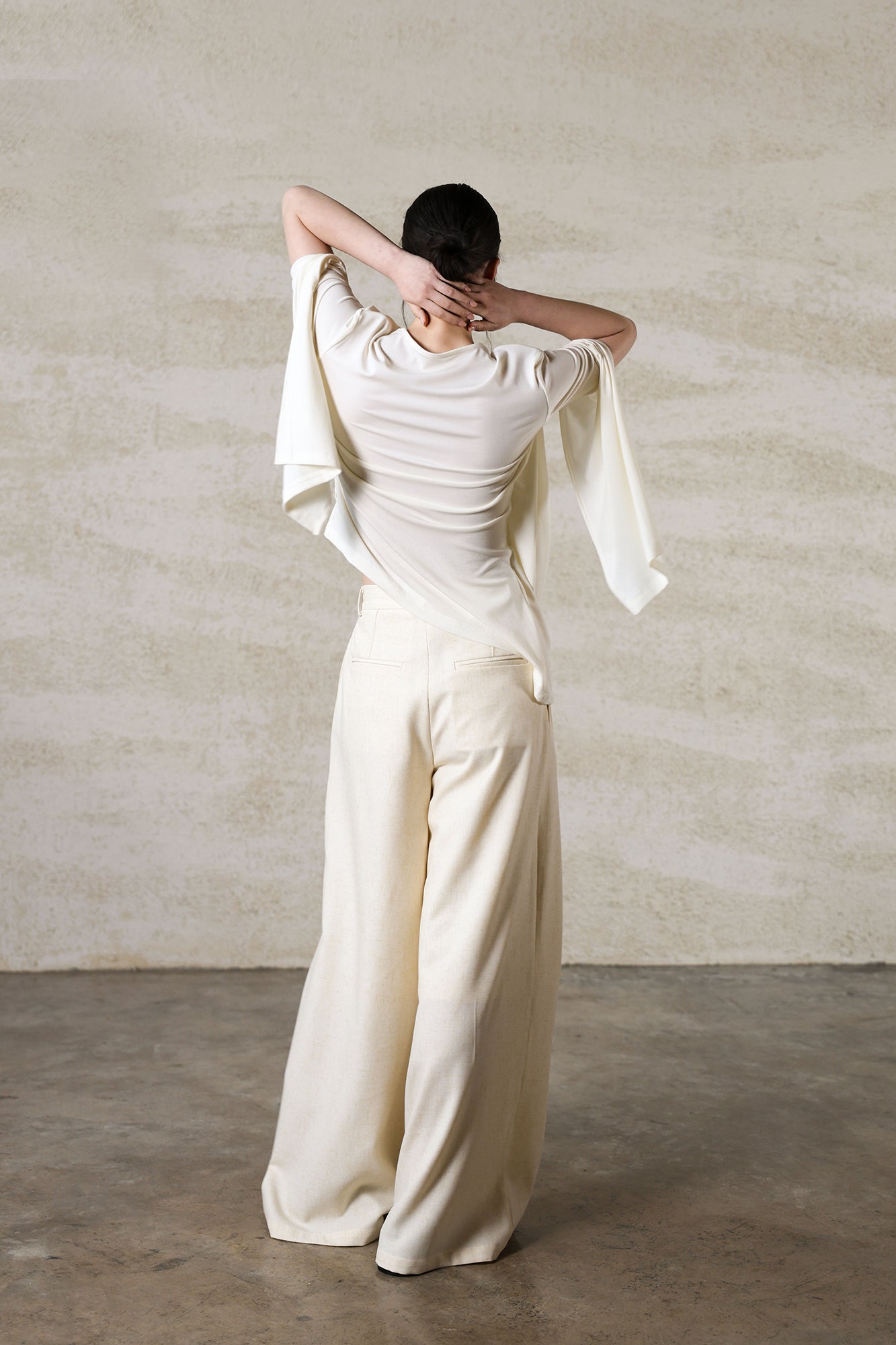 WUHEYIZUO Draped Split-Sleeve Top