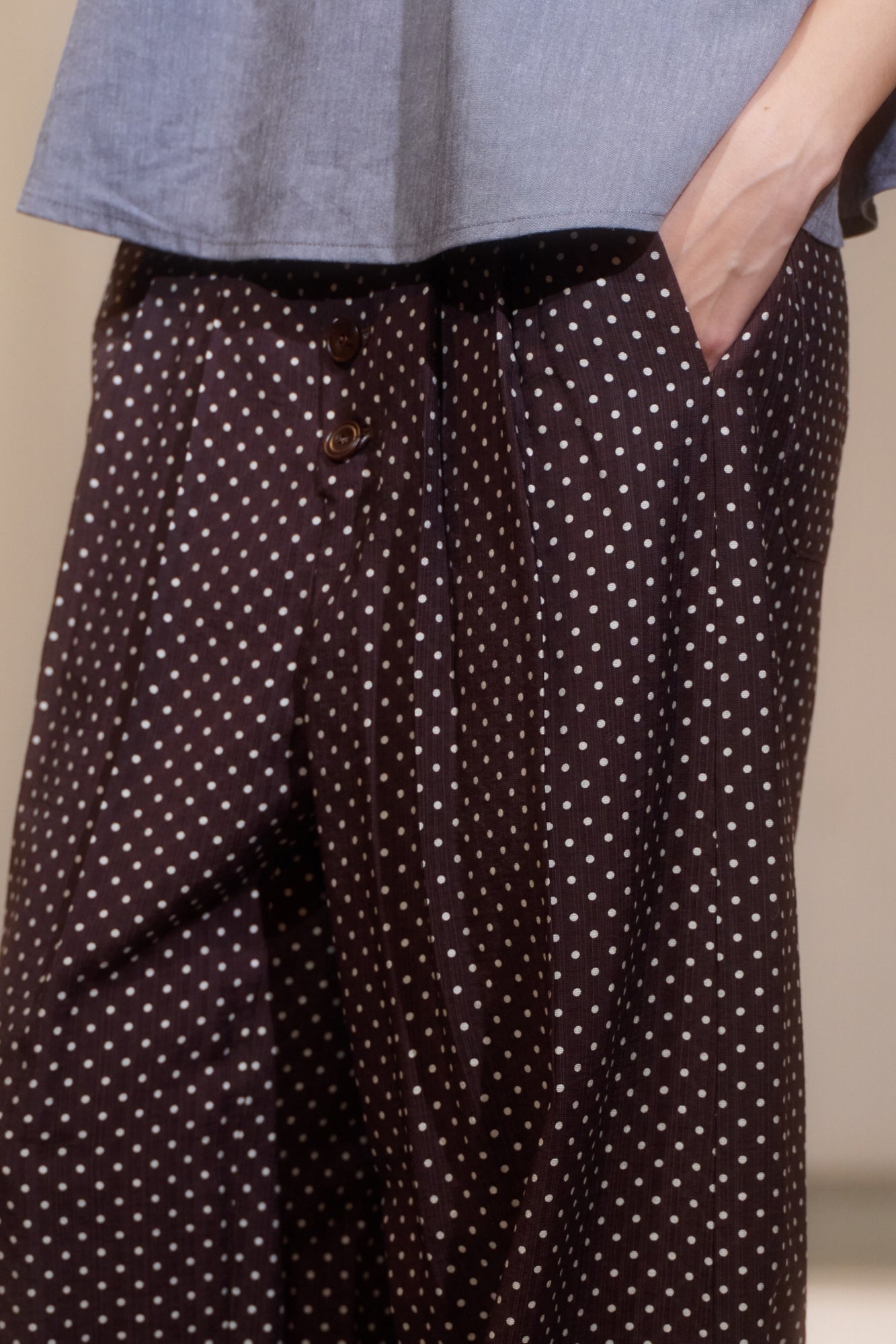 IVETONG Polka Dot Pleated Wide-Leg Pants