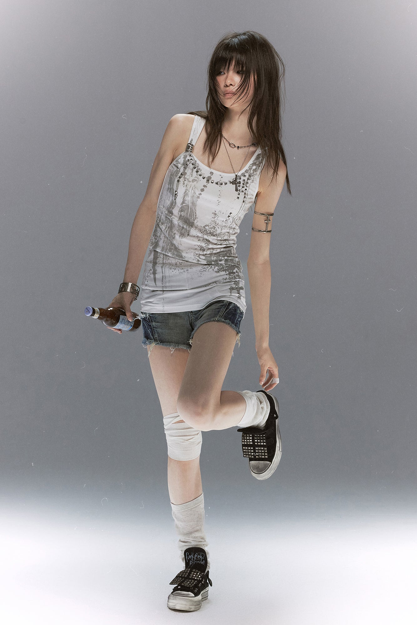 CESTNOUS Punk Studded Slim Tank Top
