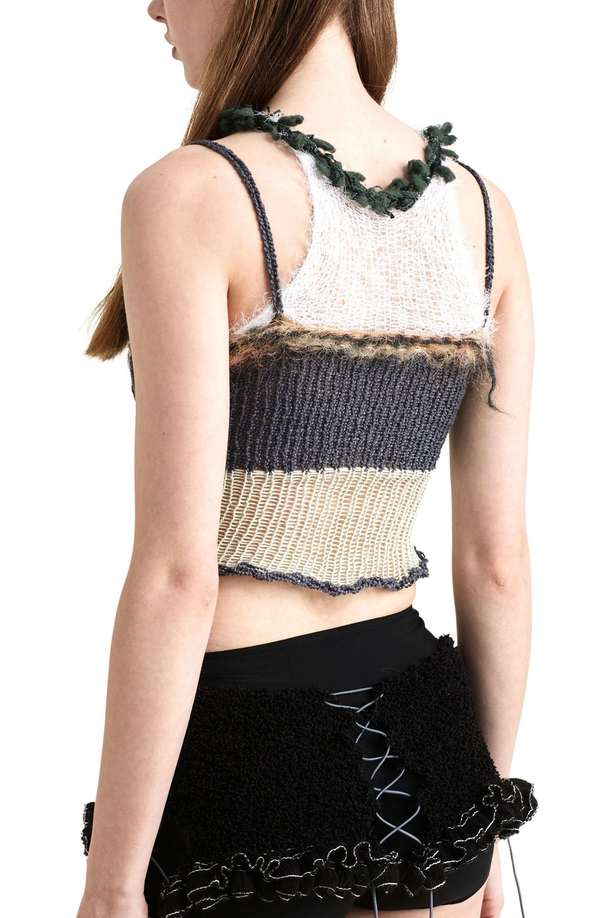 JUEJUEWORKS Deconstructed Open-Knit Paneled Cami Top