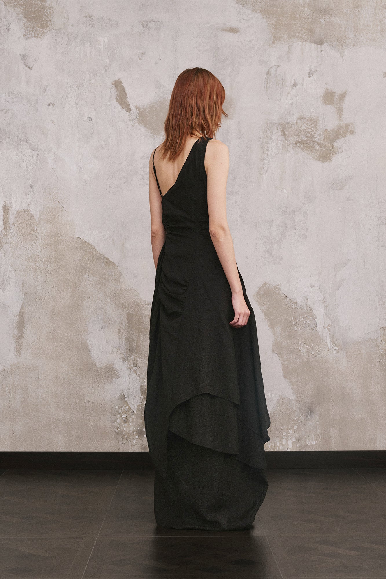 ILNya Nieternite Nifutur Asymmetrical Layered Ruched Maxi Dress