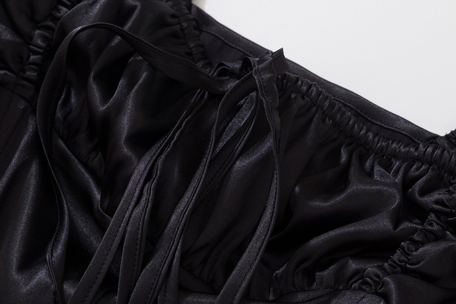 AE30 SAINT Sheer Sleeves Satin Corset Top