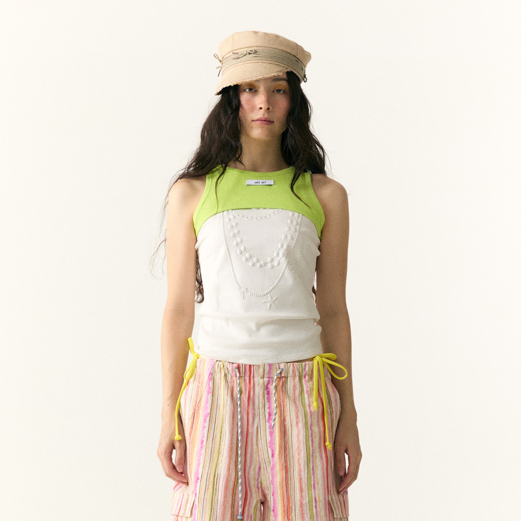 WII WIL Necklace Motif Rib Tank Top