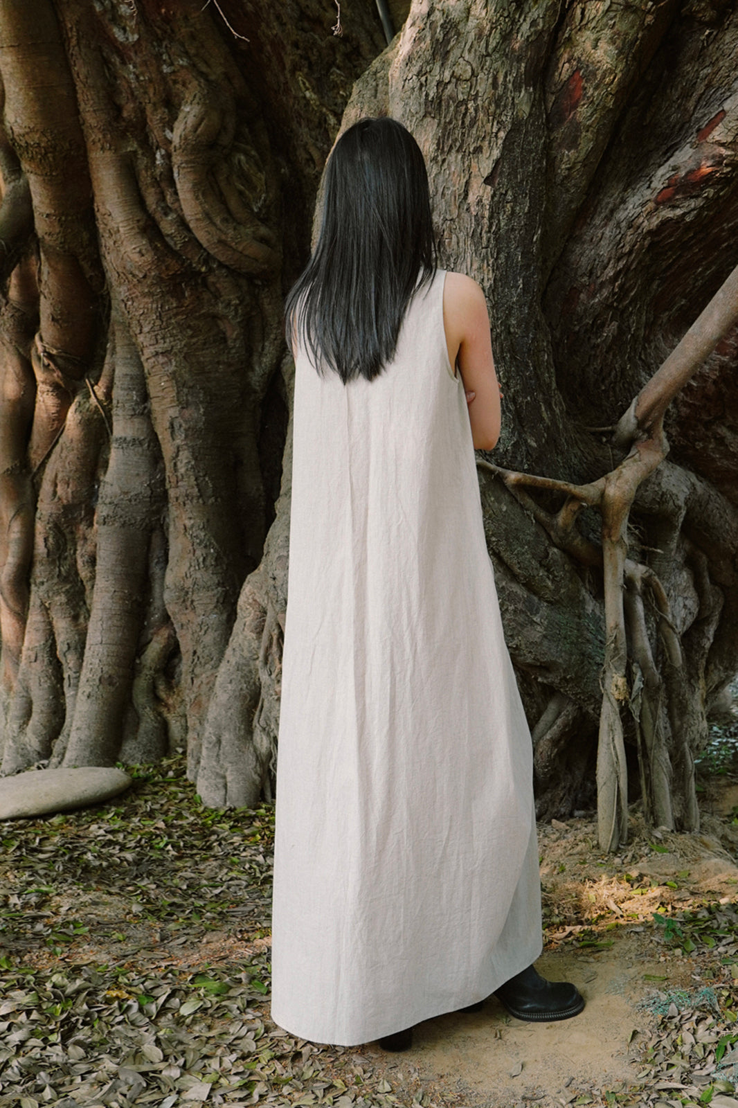 CAIRA Utility Pocket Button-Front Maxi Dress