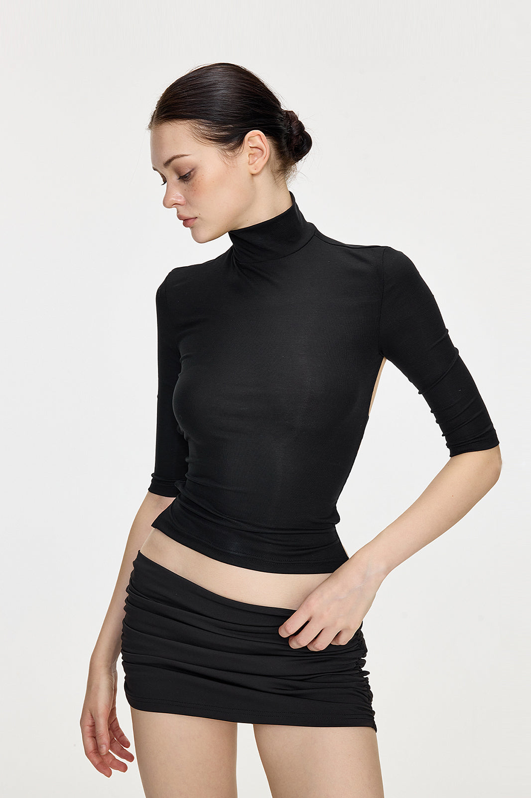 AE30 SAINT Lace Cut-Out Back High-Neck Top