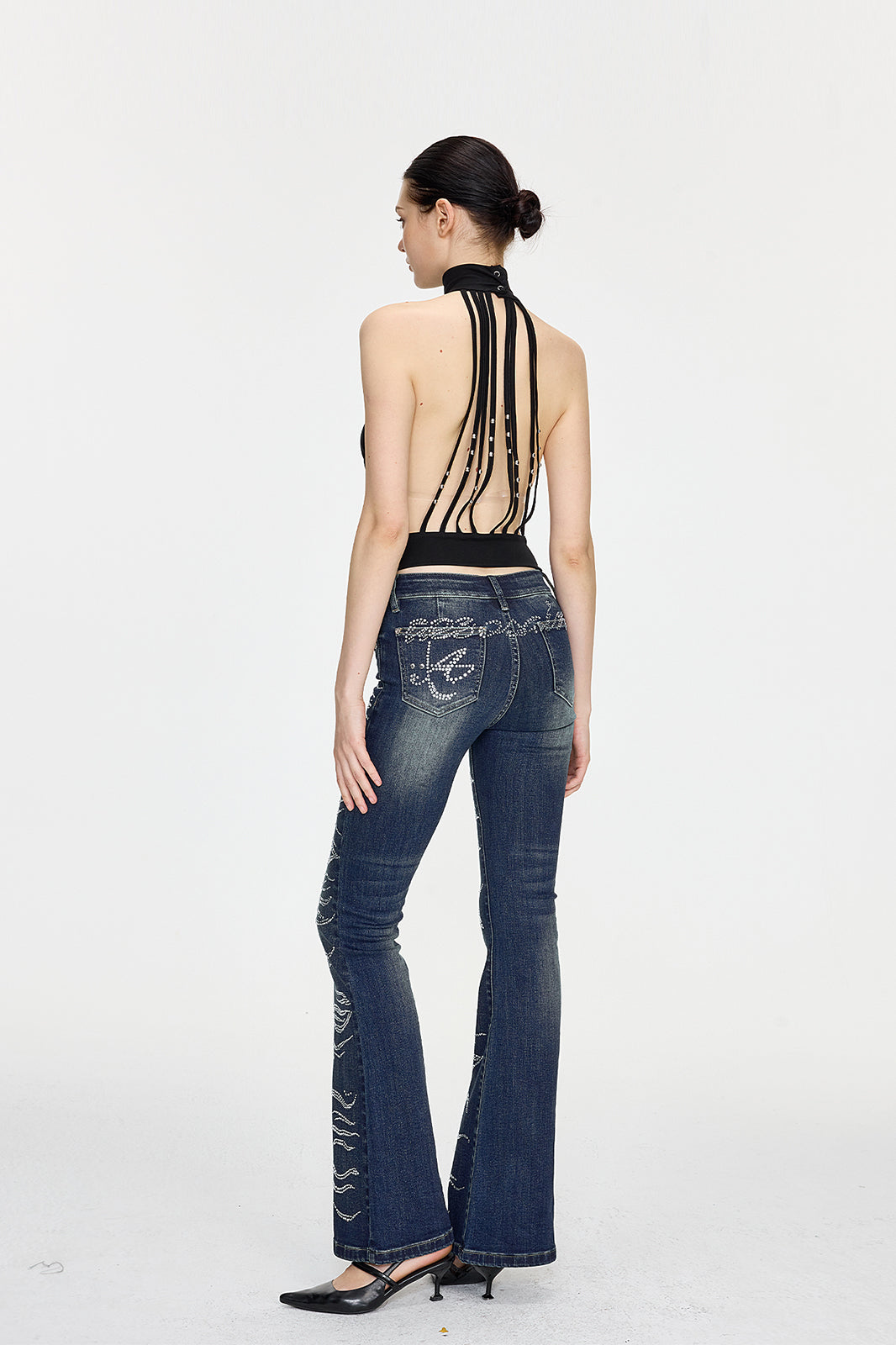 AE30 SAINT Open-Back Fringe Halter Top