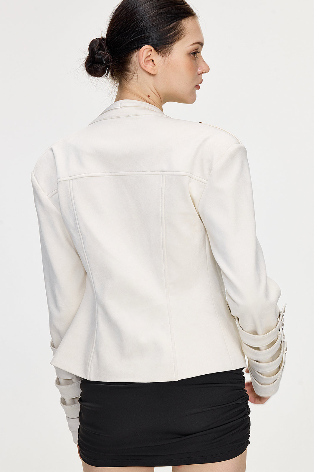 AE30 SAINT Cinched-Waist Padded-Shoulder Napoleon Jacket