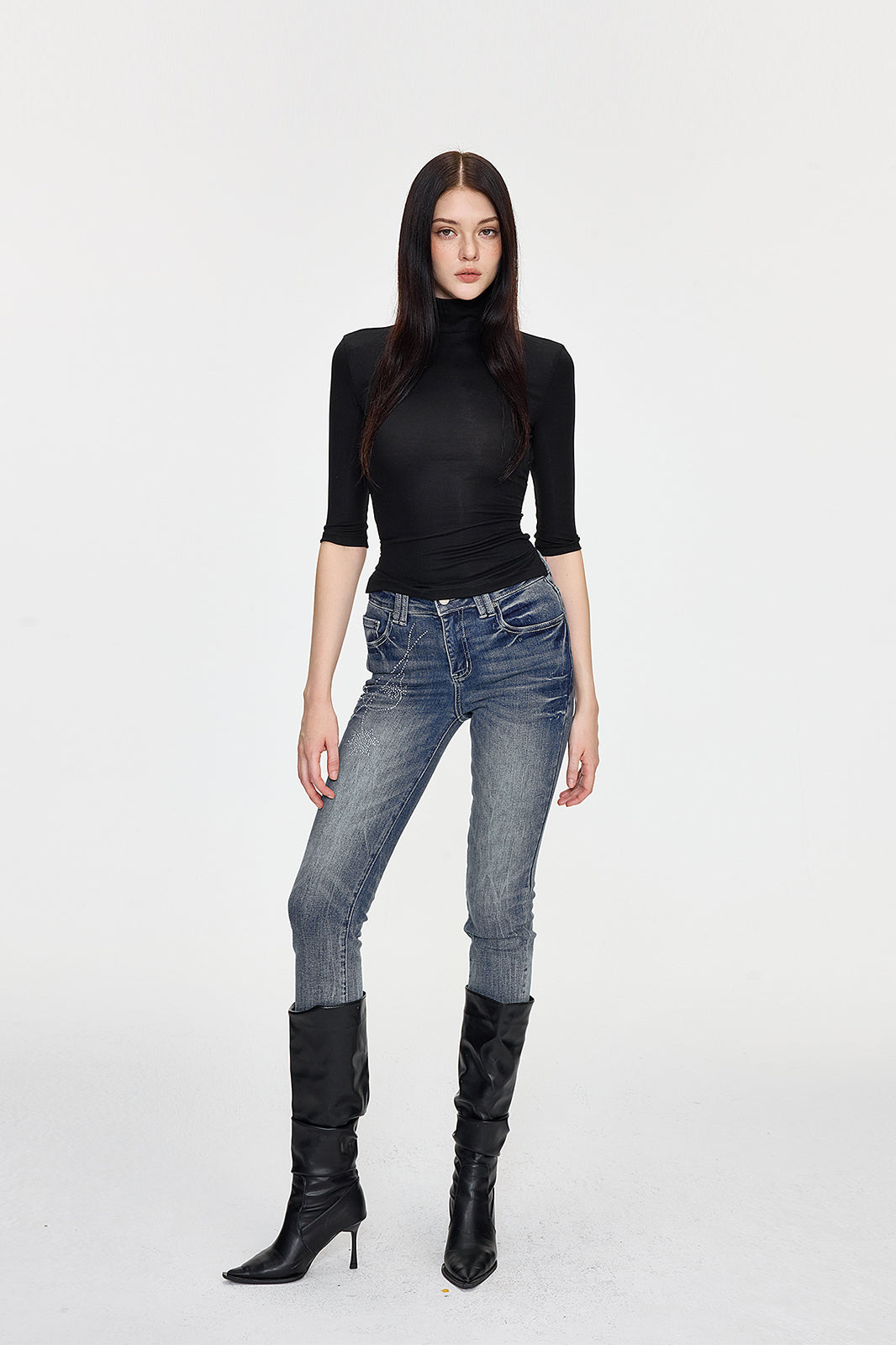 AE30 SAINT Lace Cut-Out Back High-Neck Top