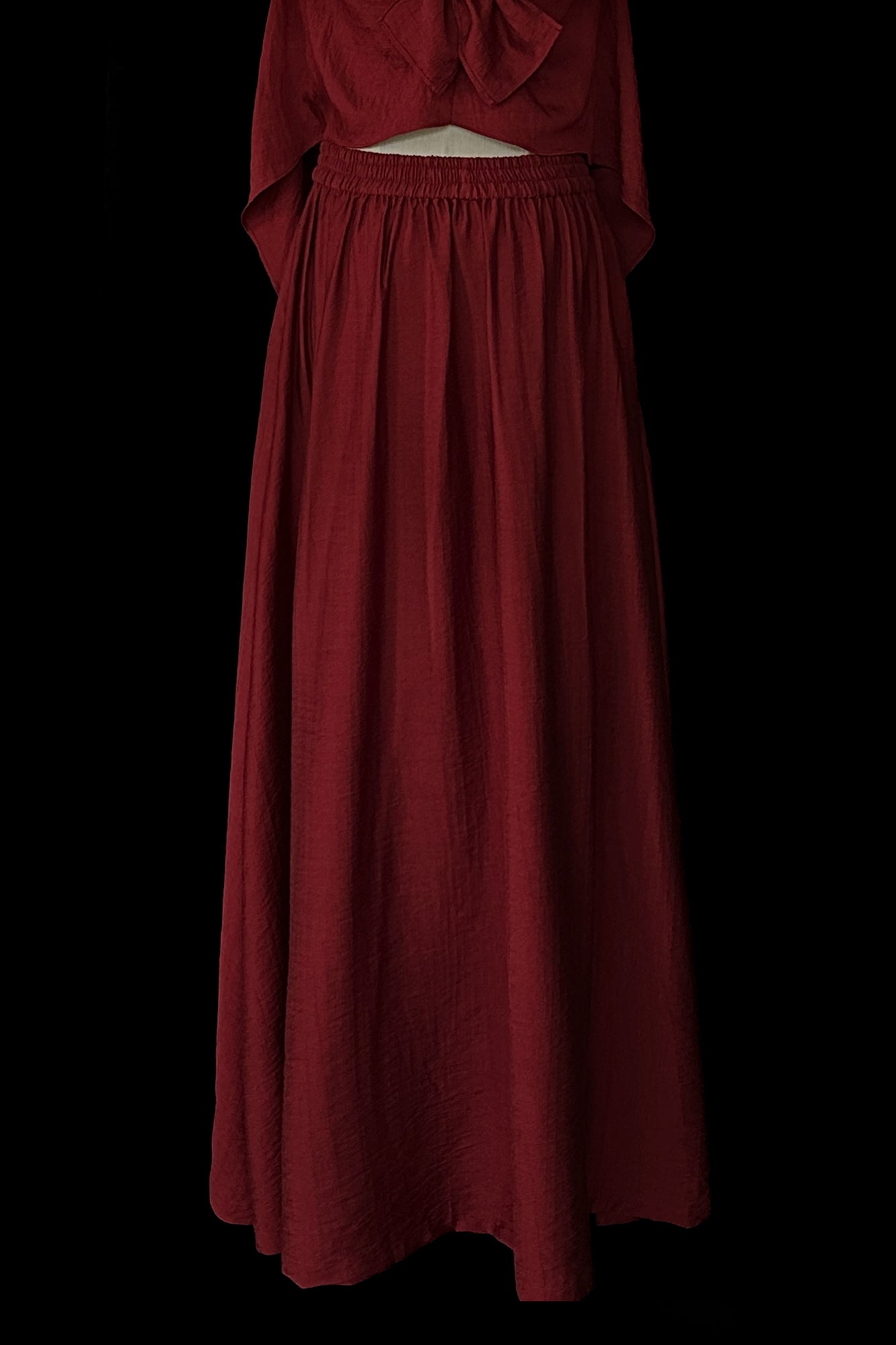 WUHEYIZUO Essential Gathered Waist Maxi Skirt
