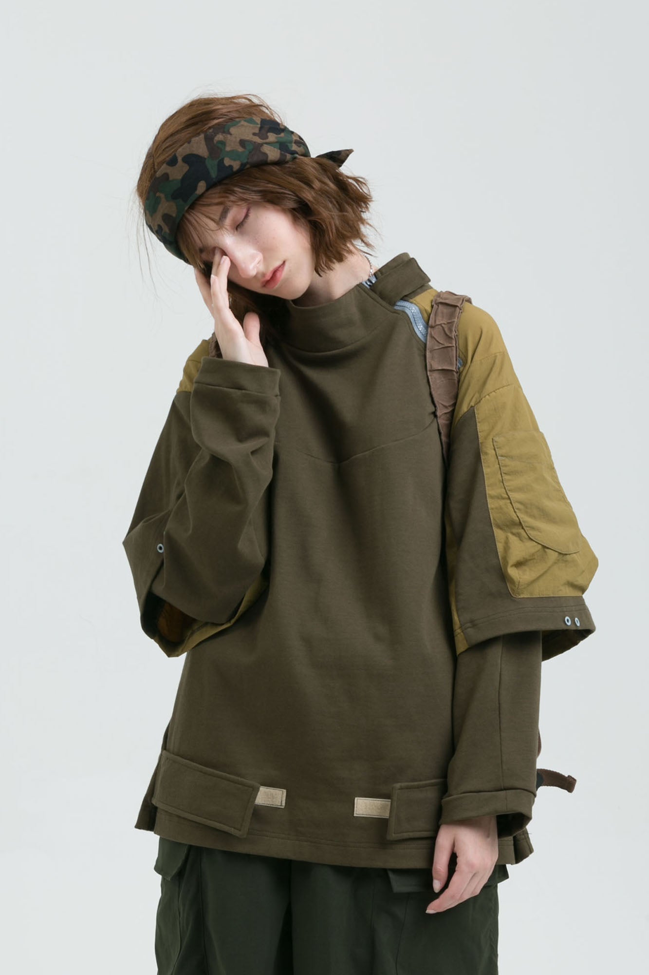ERROR CODE ROBOT Detachable Sleeve Layered Utility Long-Sleeve Tee