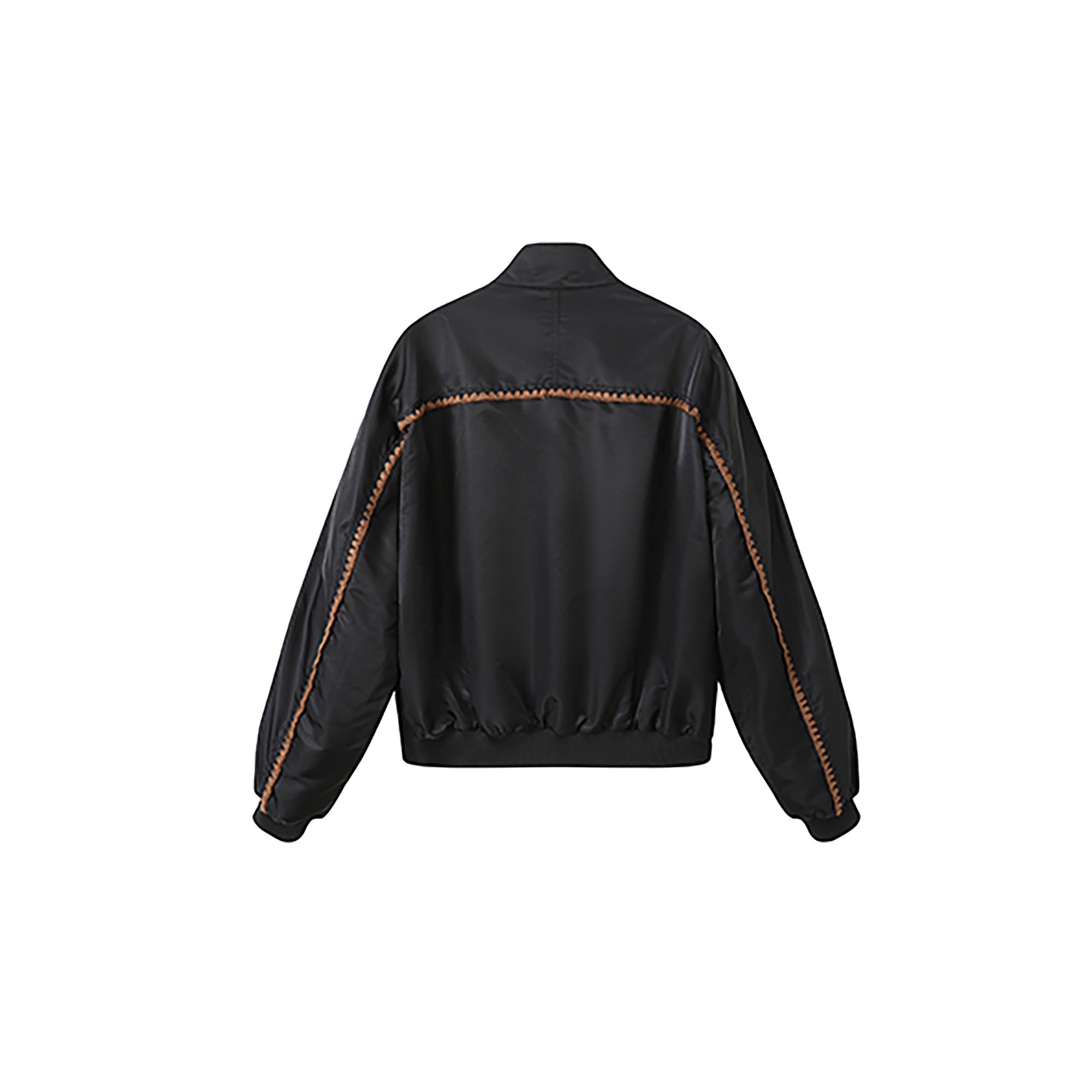 DONSMOKE Glossy Contrast Whipstitch Bomber Jacket