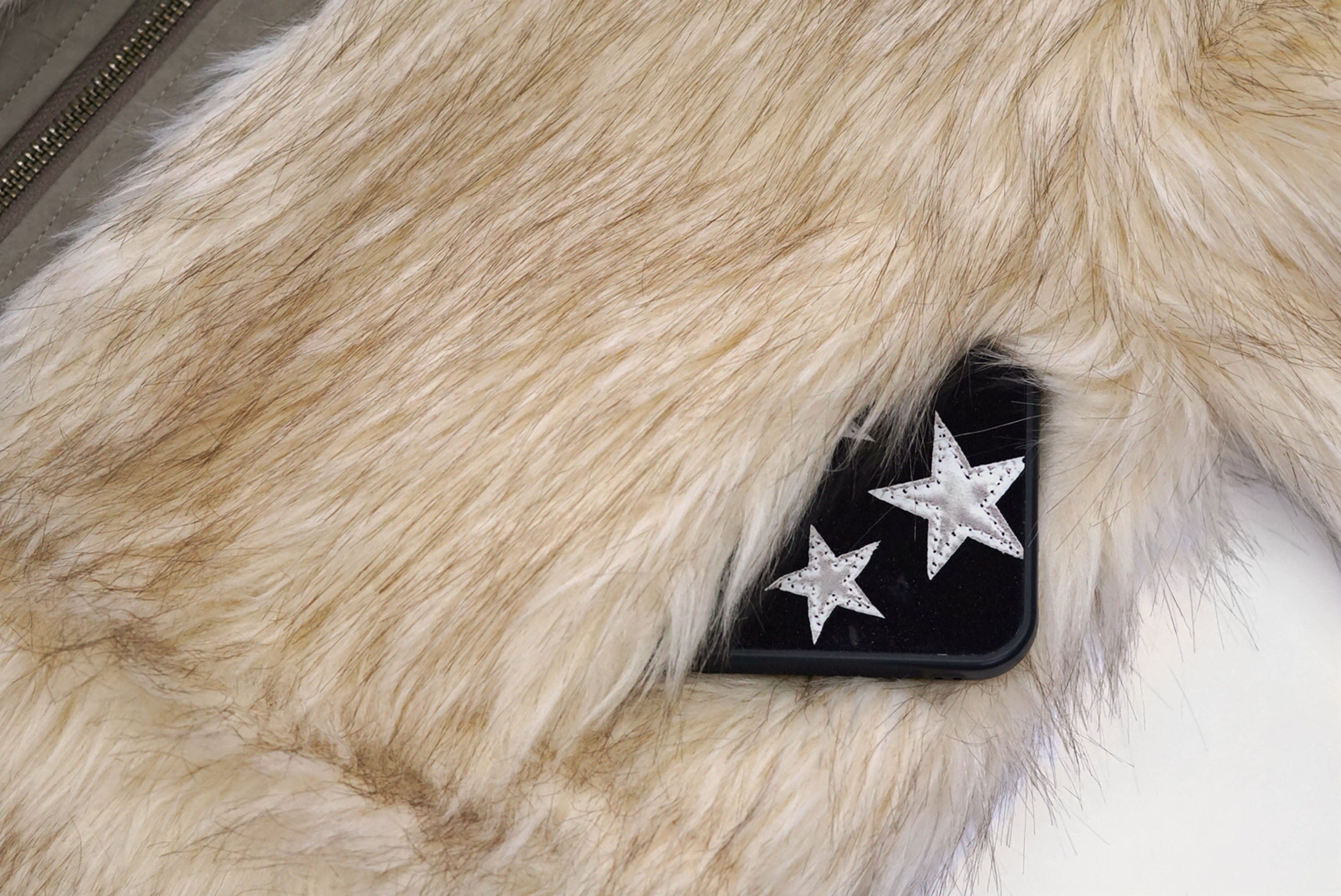 CESTNOUS Detachable Hem Spliced Faux Fur Jacket