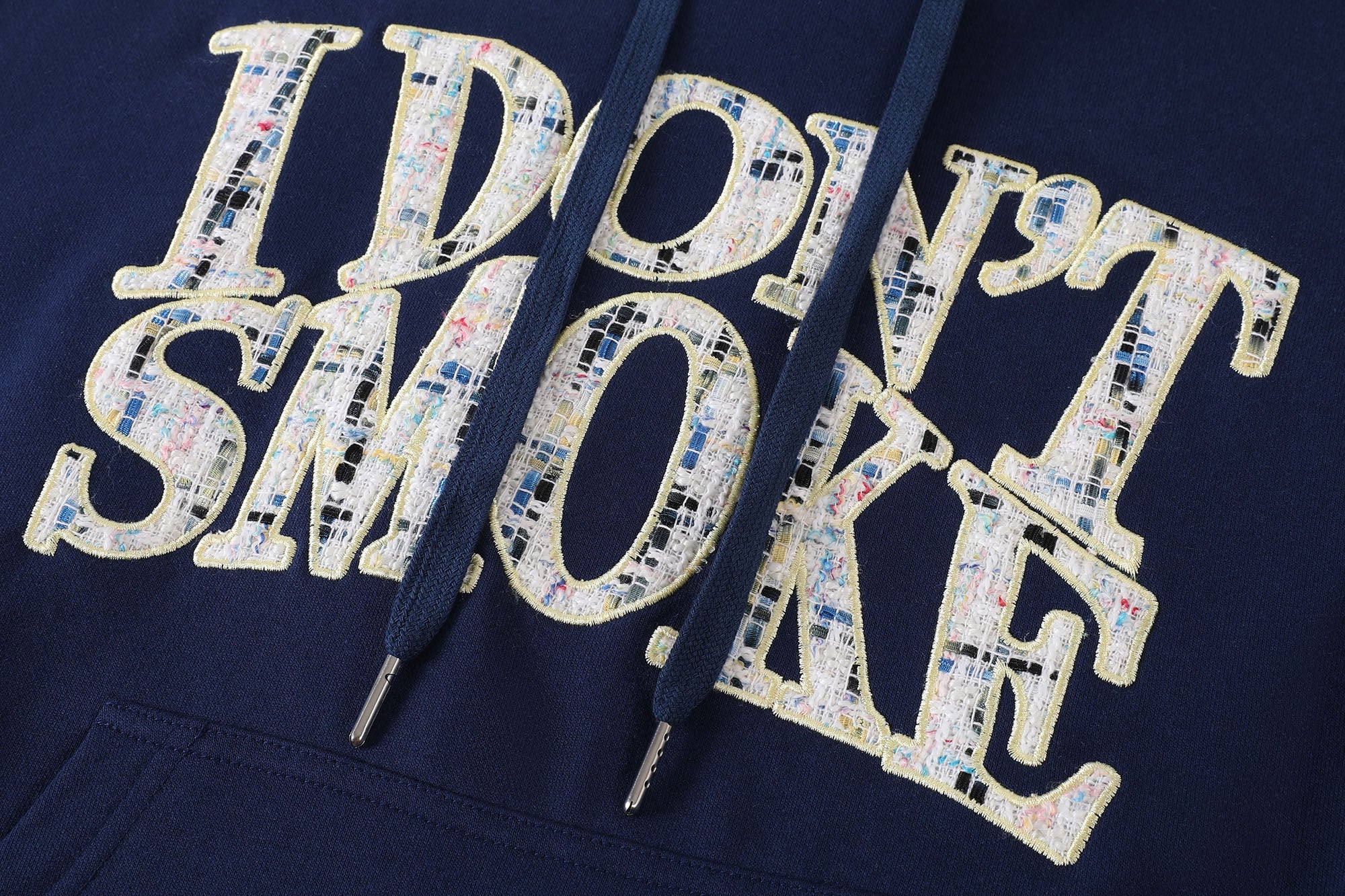 DONSMOKE Retro Embroidered Patch Whipstitch Hoodie
