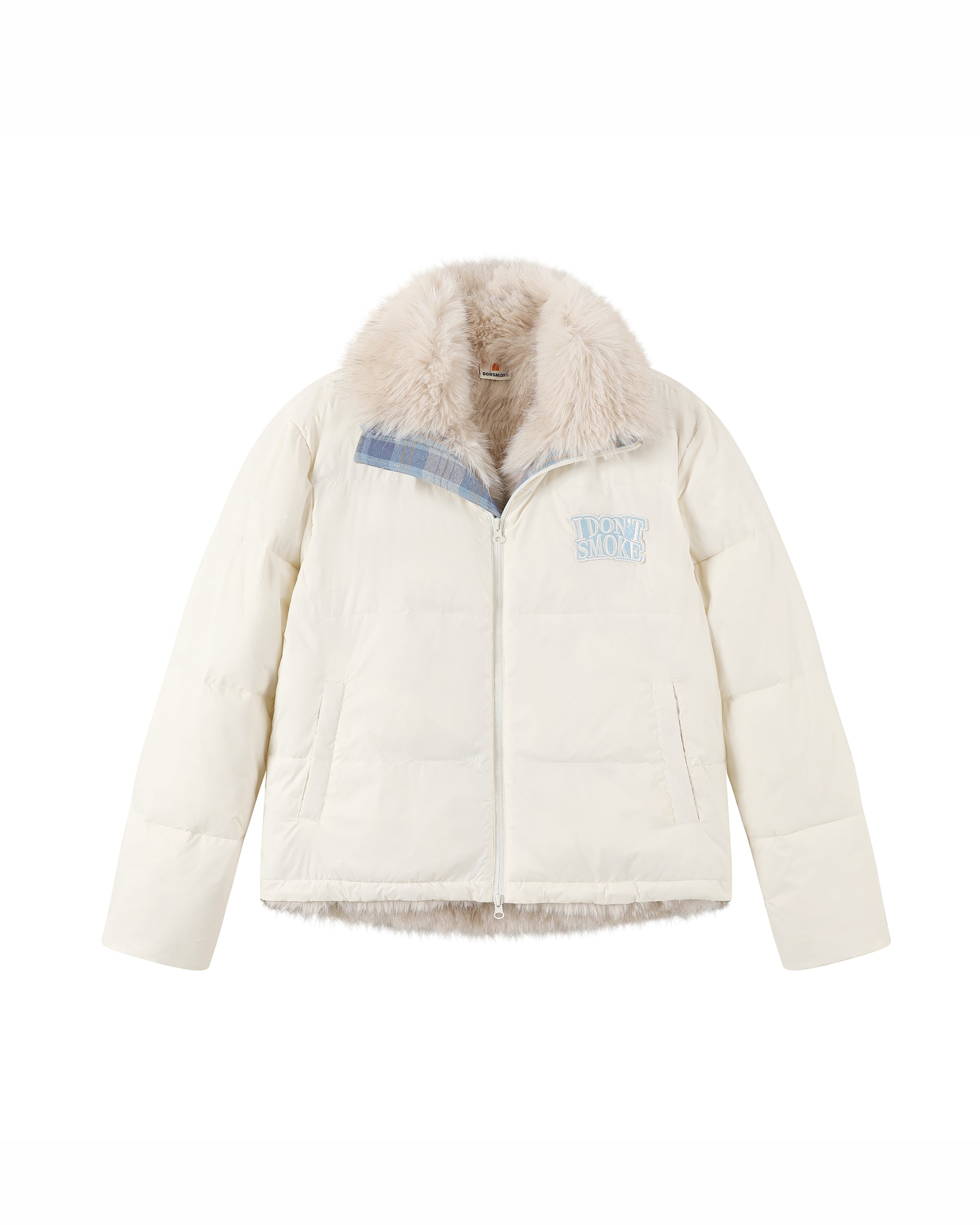 DONSMOKE Modern Fair Isle Faux Fur Lined Puffer Jacket