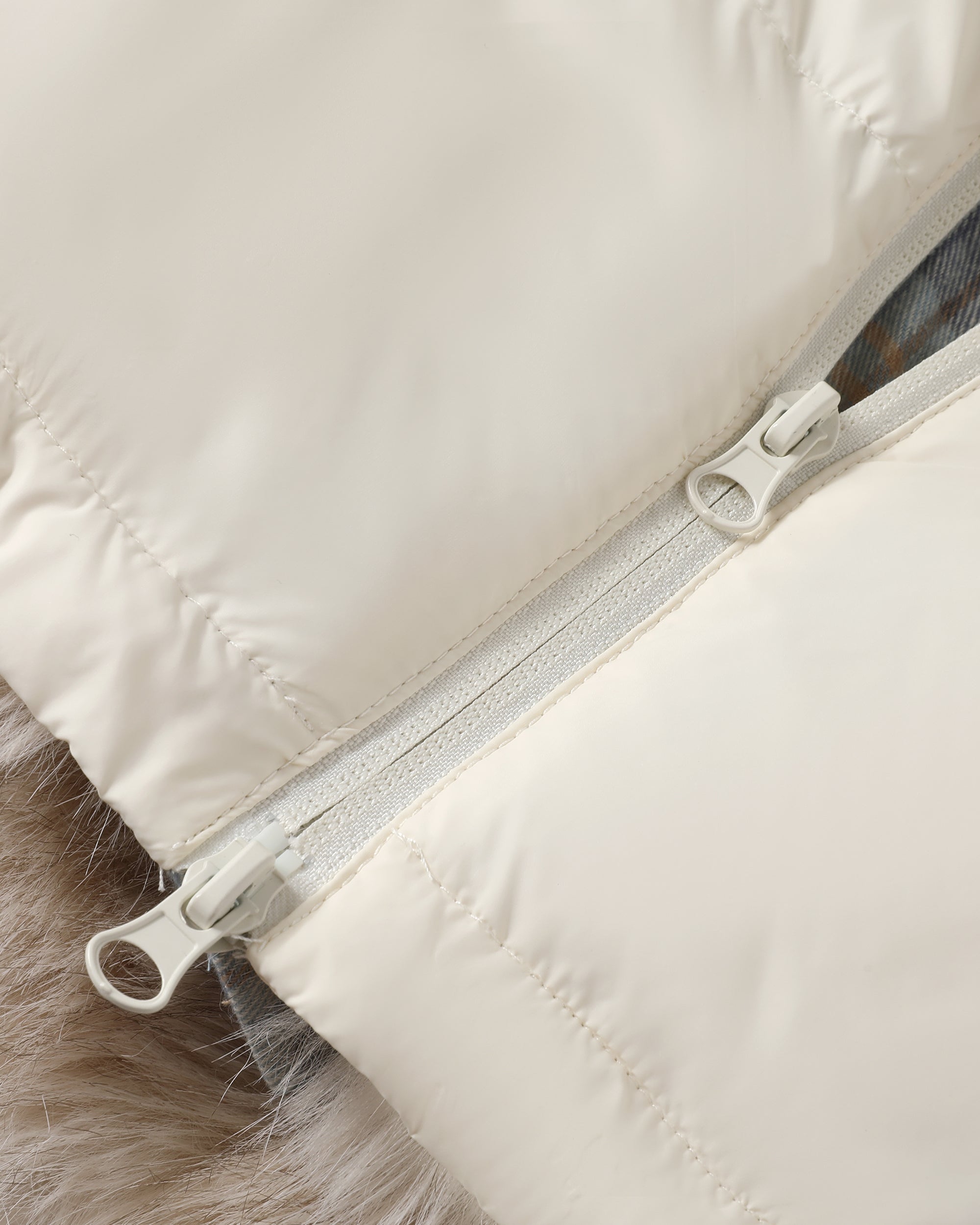 DONSMOKE Modern Fair Isle Faux Fur Lined Puffer Jacket