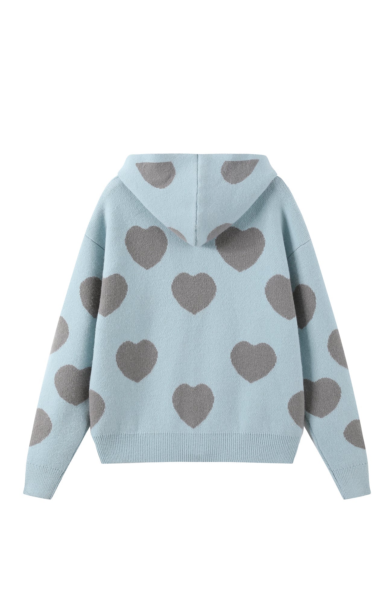 DONSMOKE Heart Full-Print Knit Zip-Up Hoodie