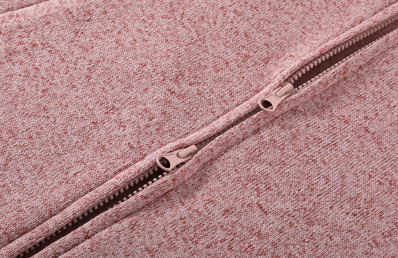 DONSMOKE Snowflake Embroidered Fleece-Lined Zip-Up Hoodie