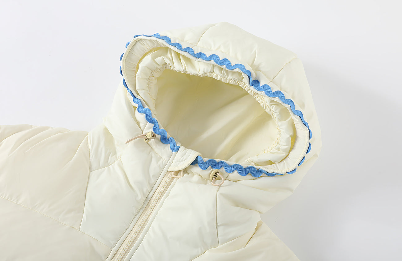 DONSMOKE Wavy Trim Hooded Down Puffer