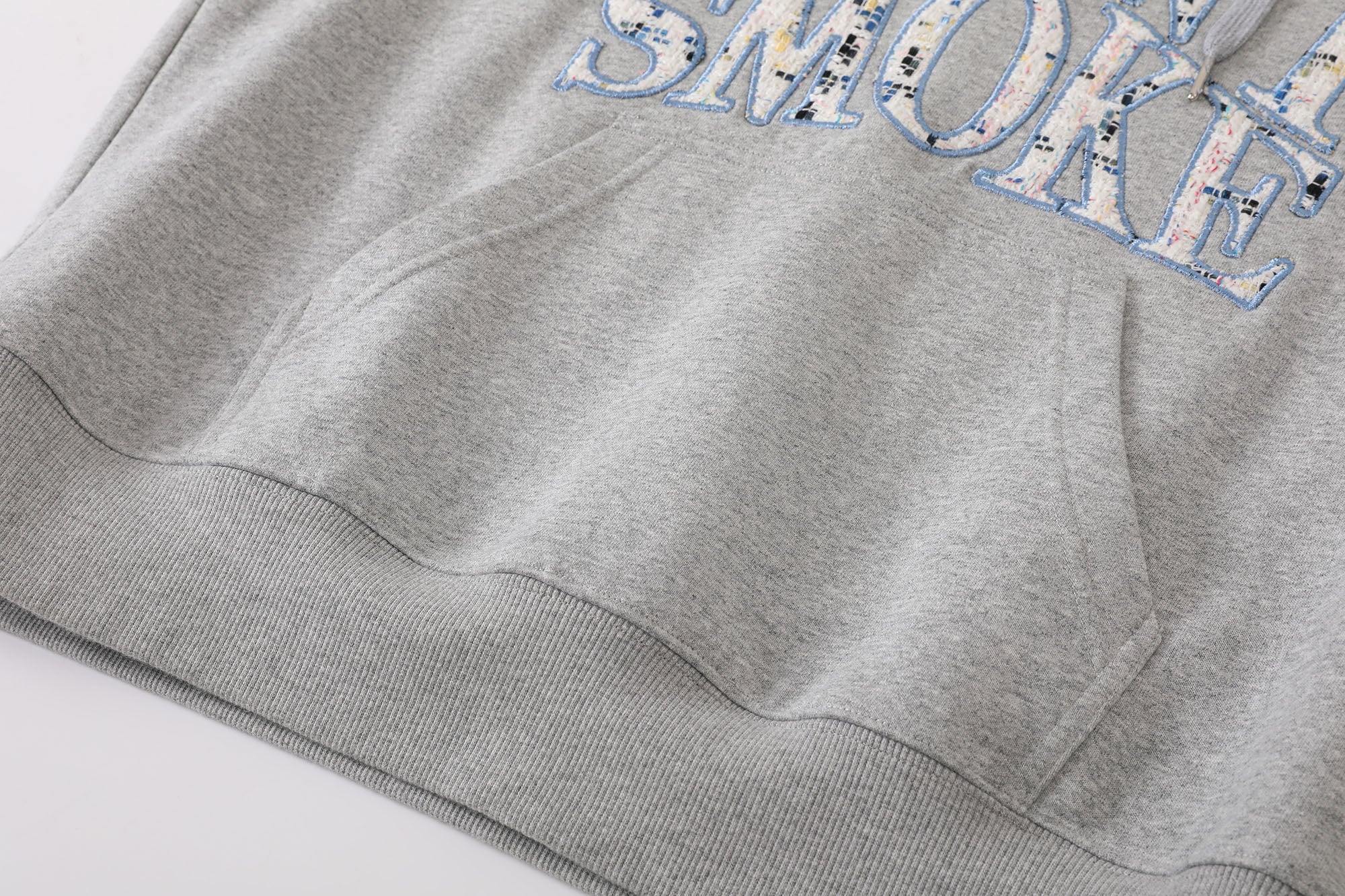 DONSMOKE Retro Embroidered Patch Whipstitch Hoodie