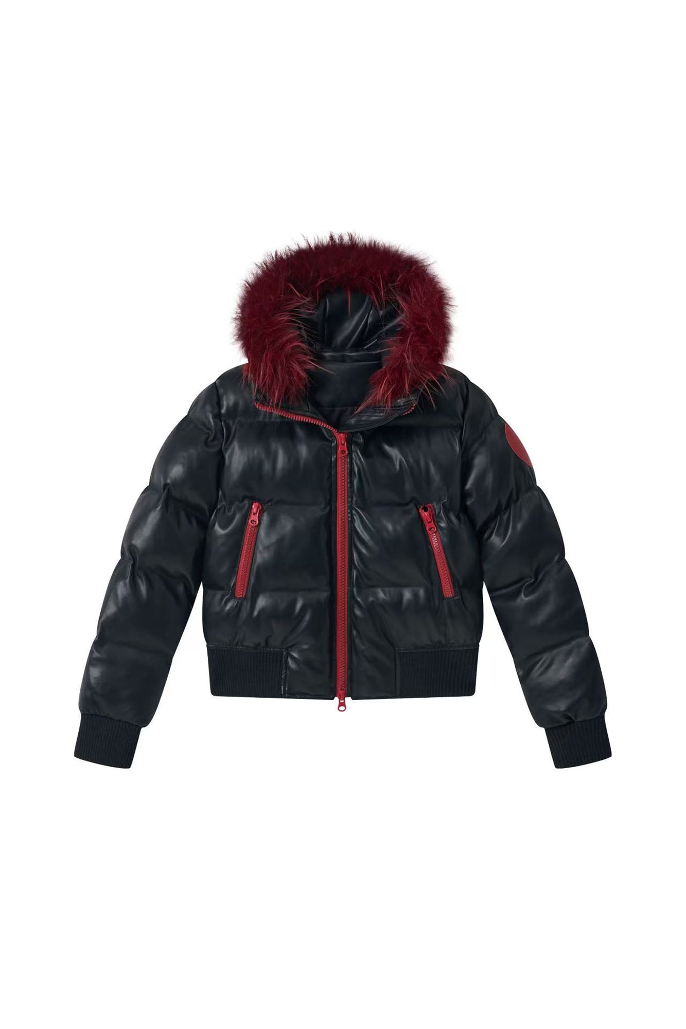 NONAME SPACE Skull Detachable Hood PU Bomber Jacket