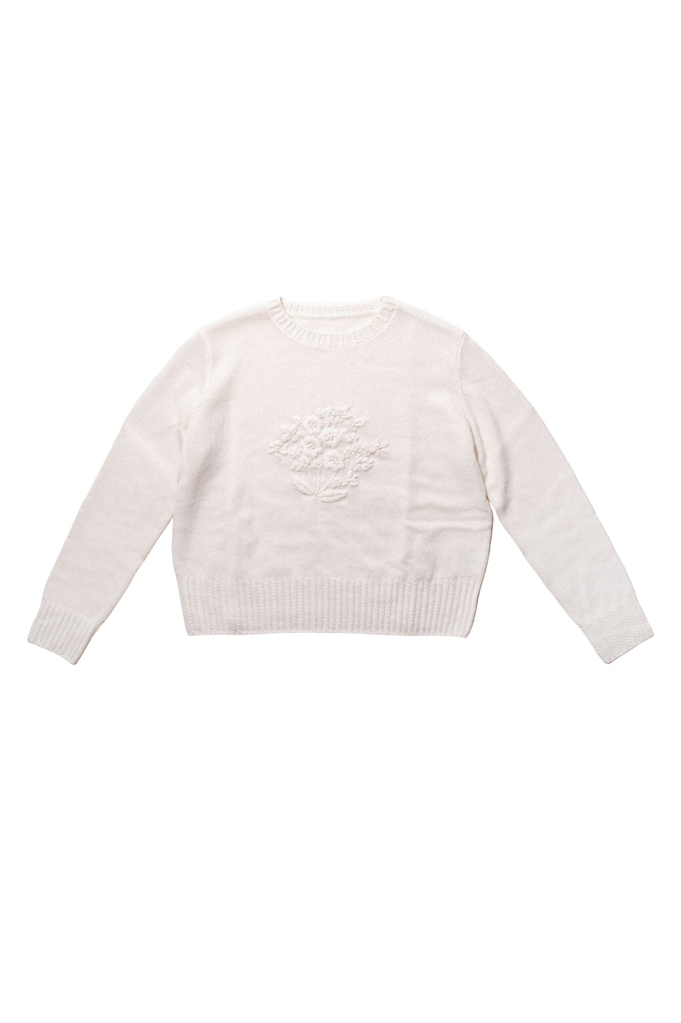 LEONSENSE Floral Embroidered Wool-Blend Sweater