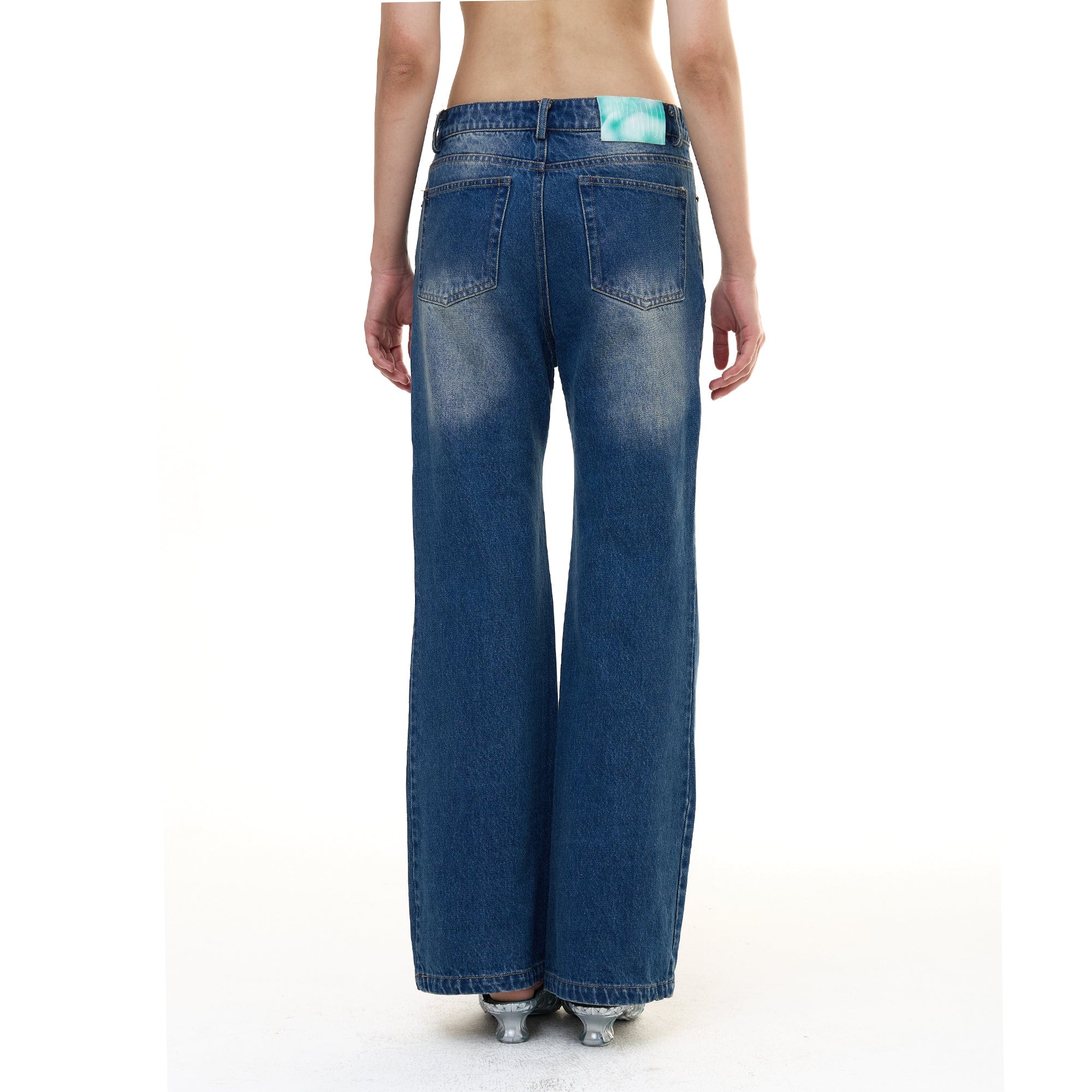 FAYCHUI Washed Diamond Paneled Jeans