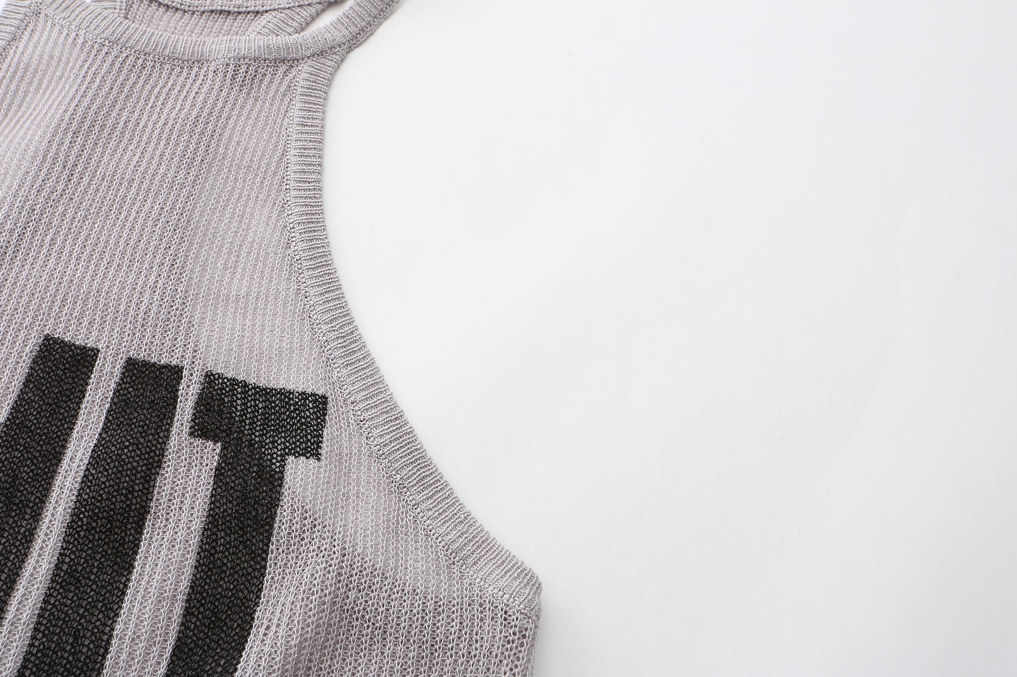 NEVER OFFEND L ANGEL Slogan Full-Print Mesh Halter Dress