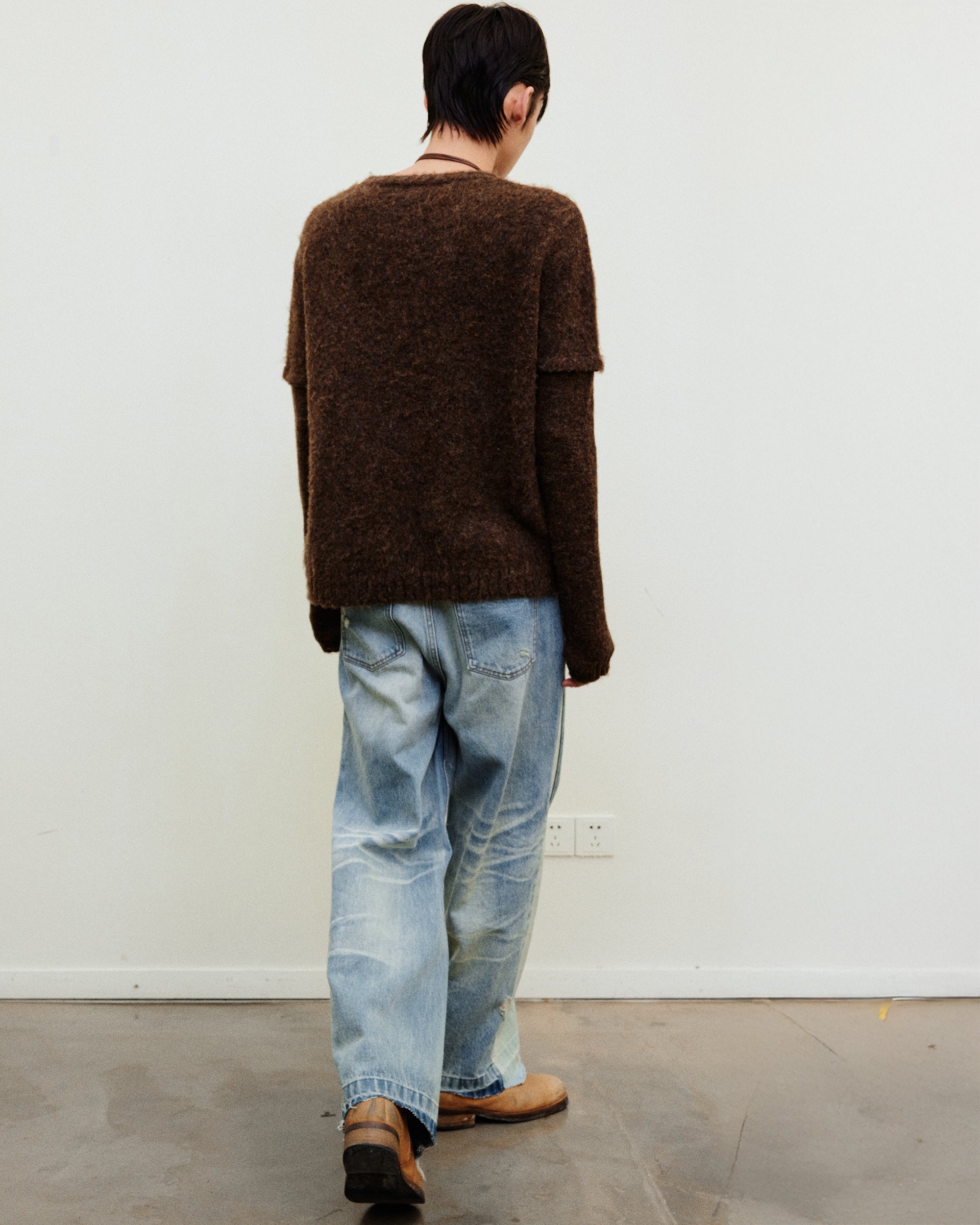 NEVERSEEZ Spliced Washed Whiskered Straight Jeans