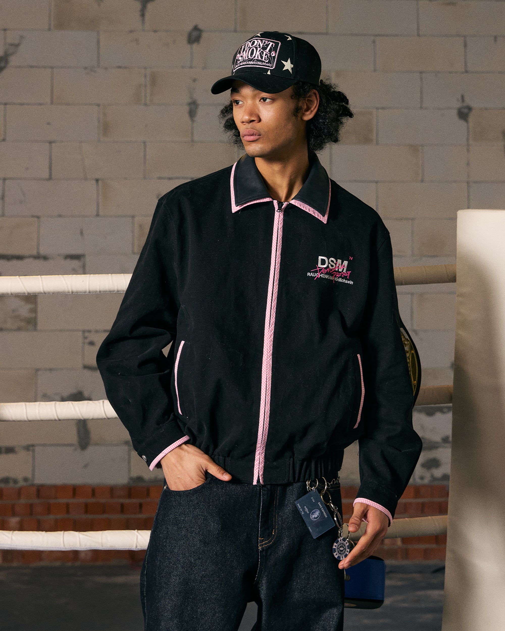 DONSMOKE Contrast Paneled Zipper Jacket