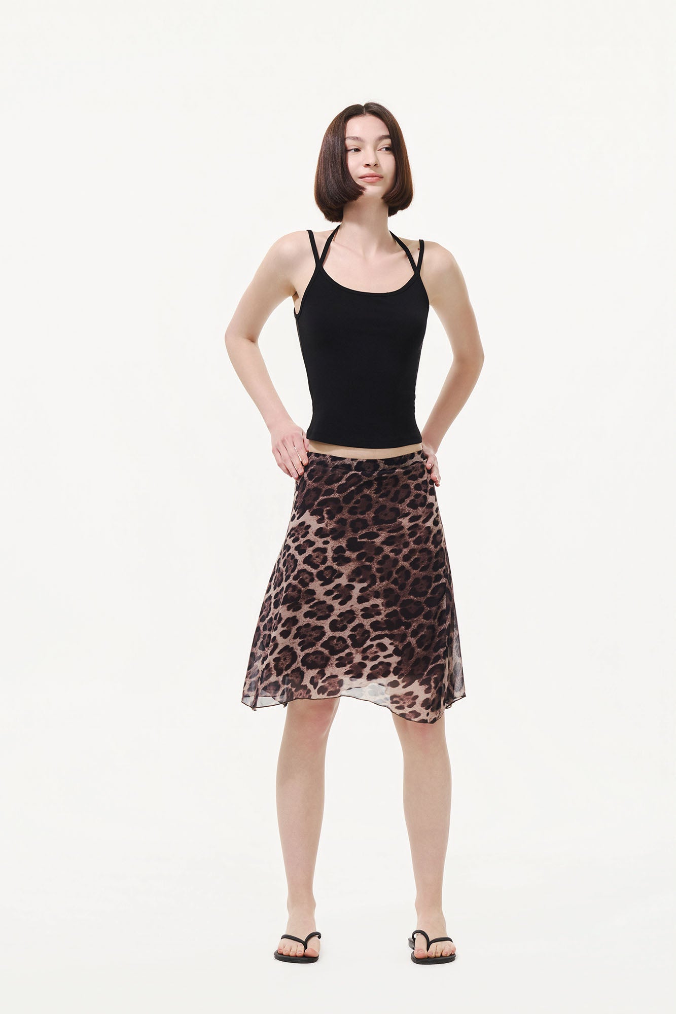 ARTIFICIAL WORLD Sheer Leopard Midi Skirt