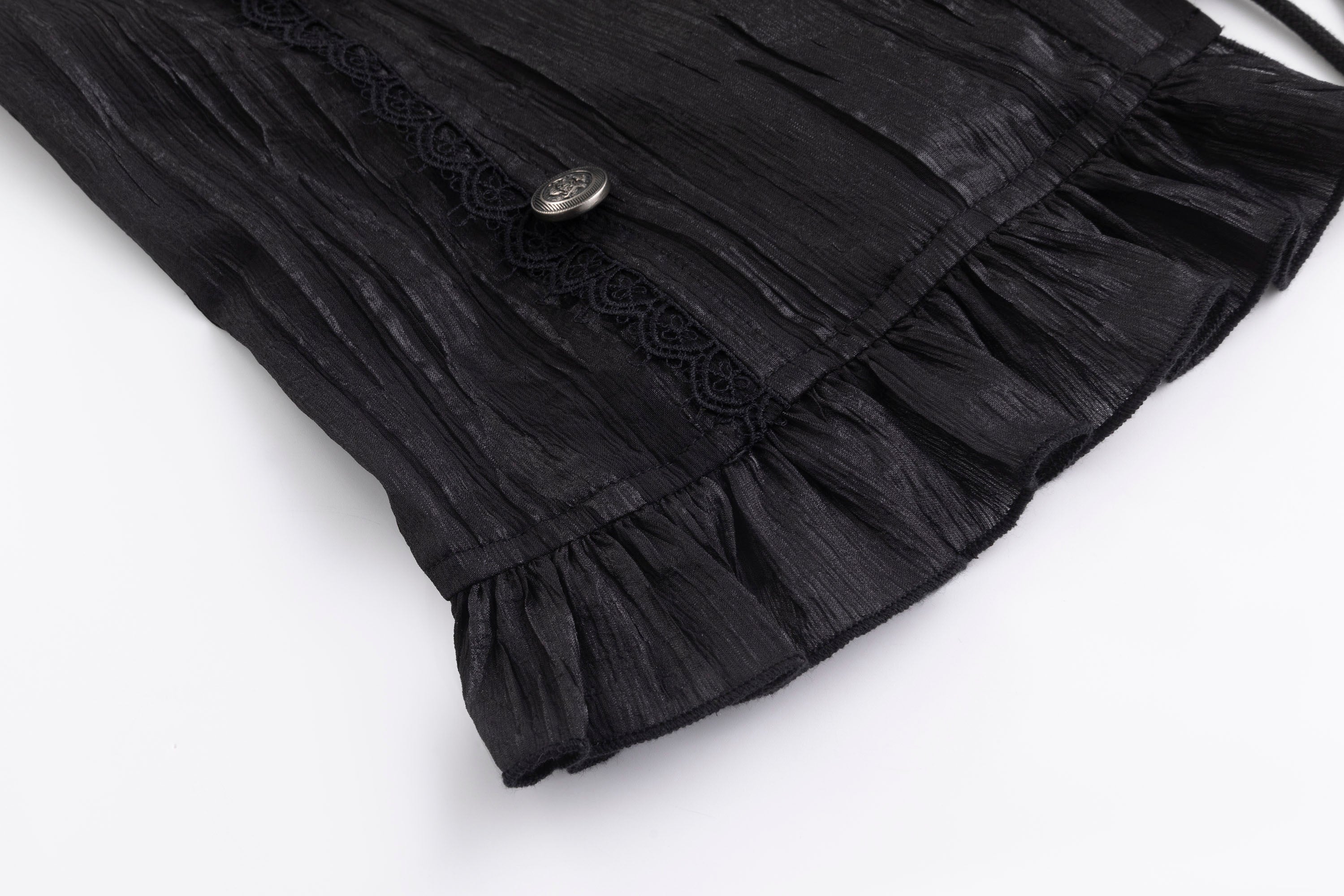 CESTNOUS Crinkled Ruffle Sheer Blouse
