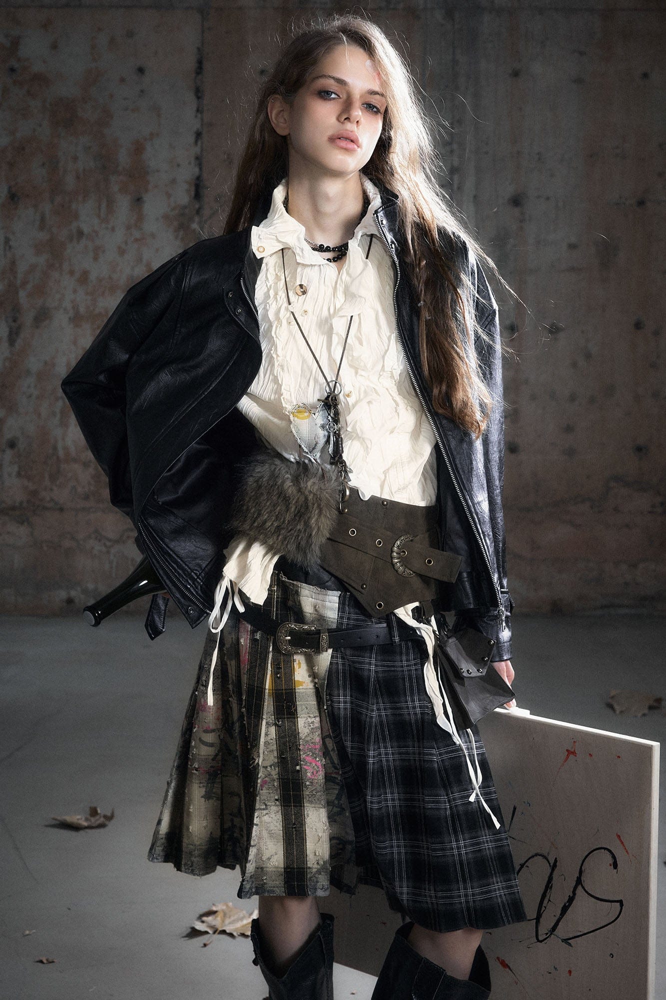 CESTNOUS Ruched Ruffle Spliced Shirt