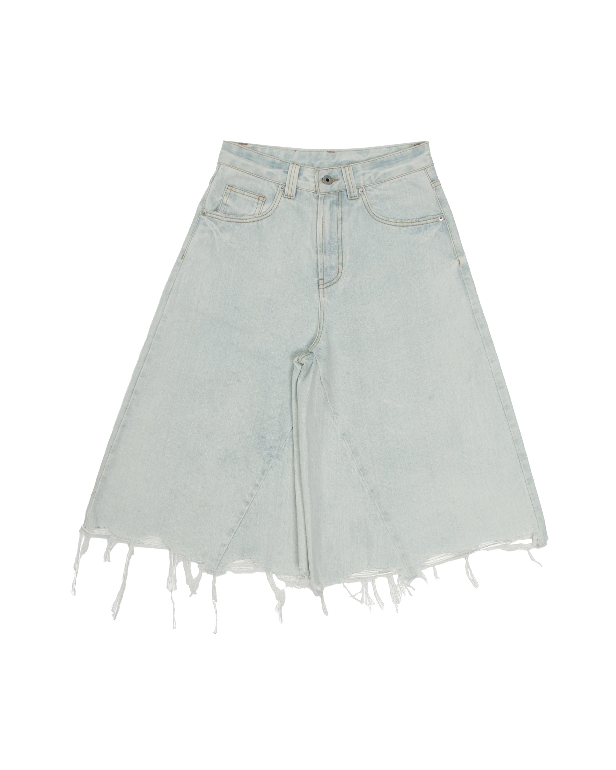COMMAND N Washed Raw-Hem Wide-Leg Culottes