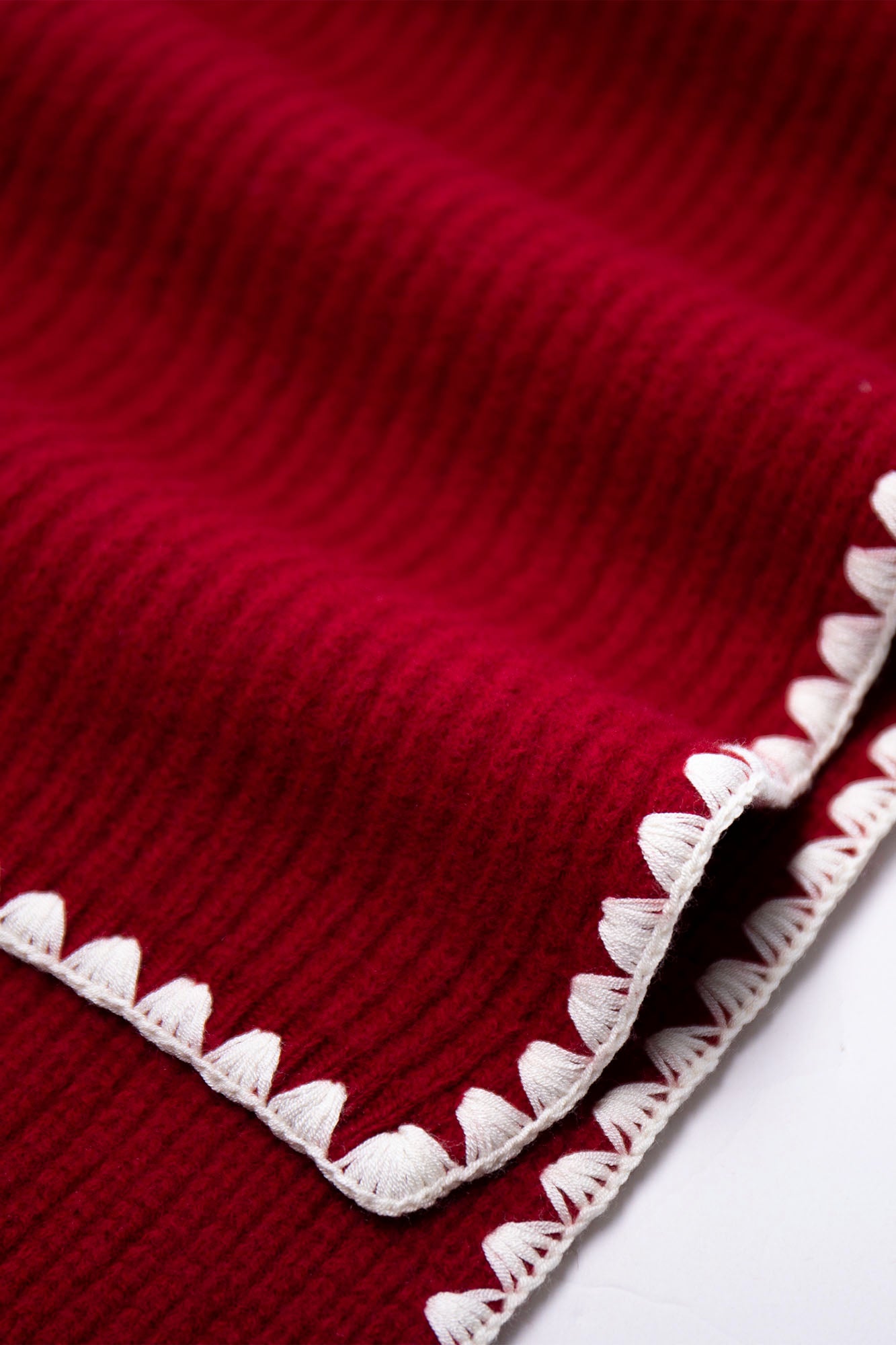 LEONSENSE Contrast-Trim Button Cardigan & Scarf Set