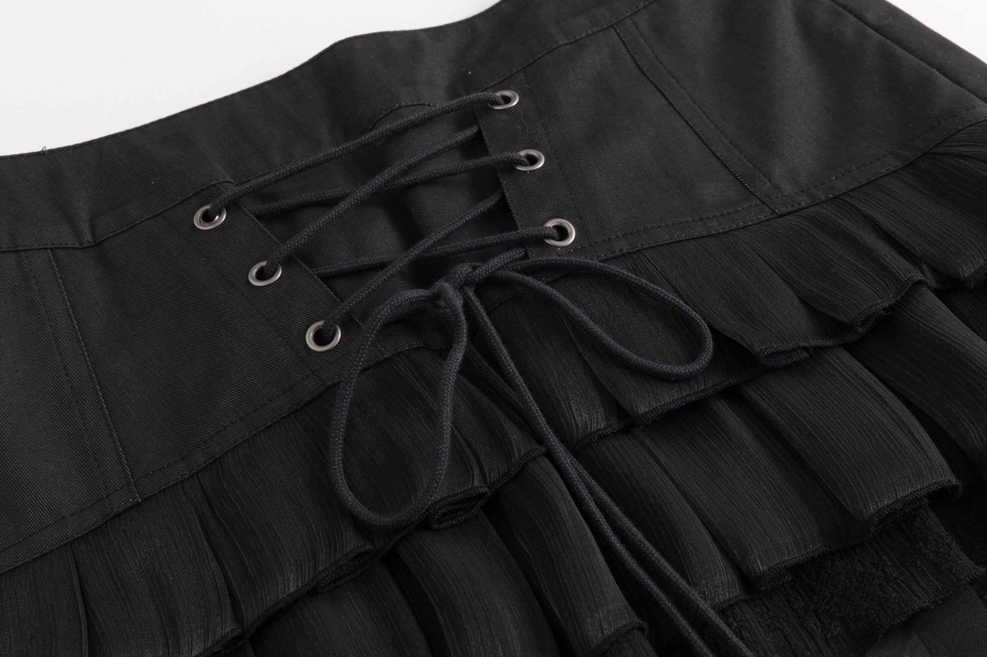 CESTNOUS Scroll-Embellished Layered Ruffle Mini Skirt